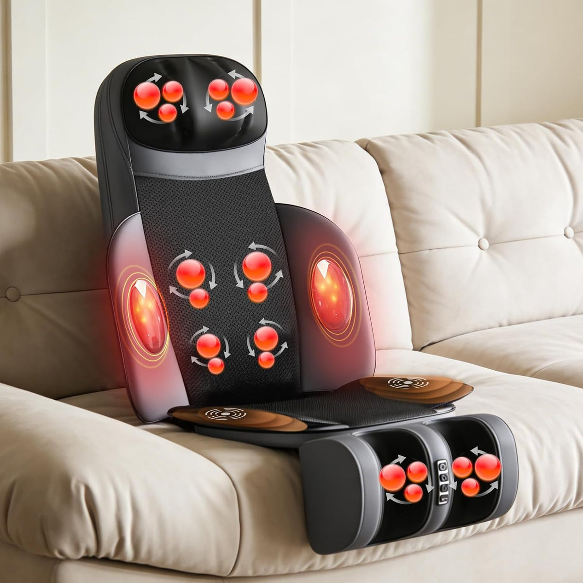 Kalamera Shiatsu Masajeador de espalda de cuello para silla con mas...