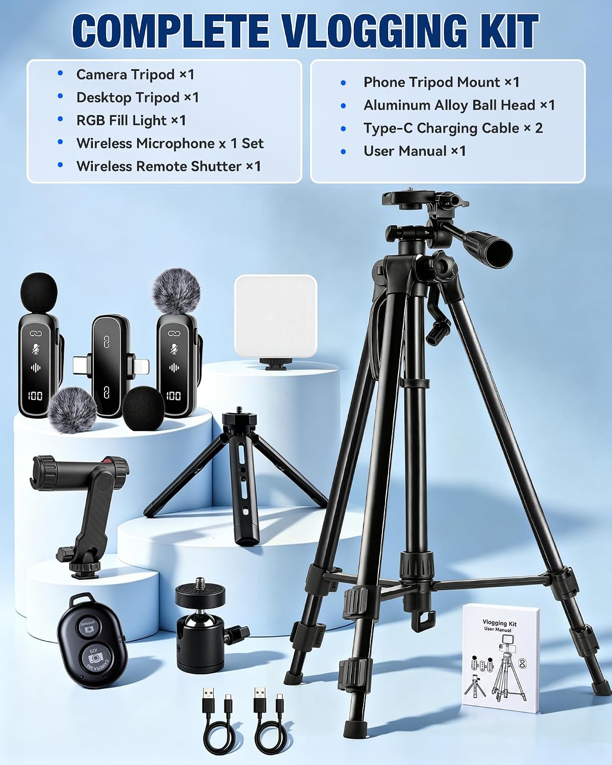 Kit de vlogging para iPhone\/Android, TikTok YouTube Kit de inicio...