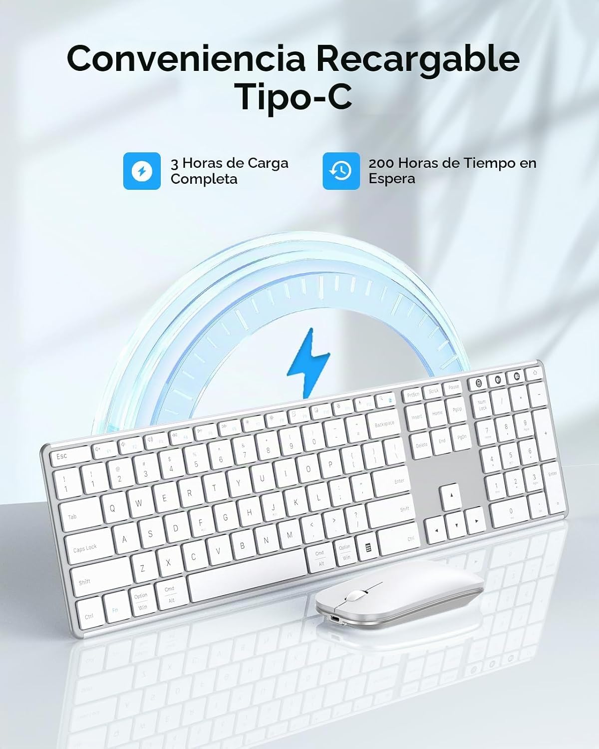 seenda SKM64-3 Combo de teclado inalámbrico Bluetooth y mouse para...
