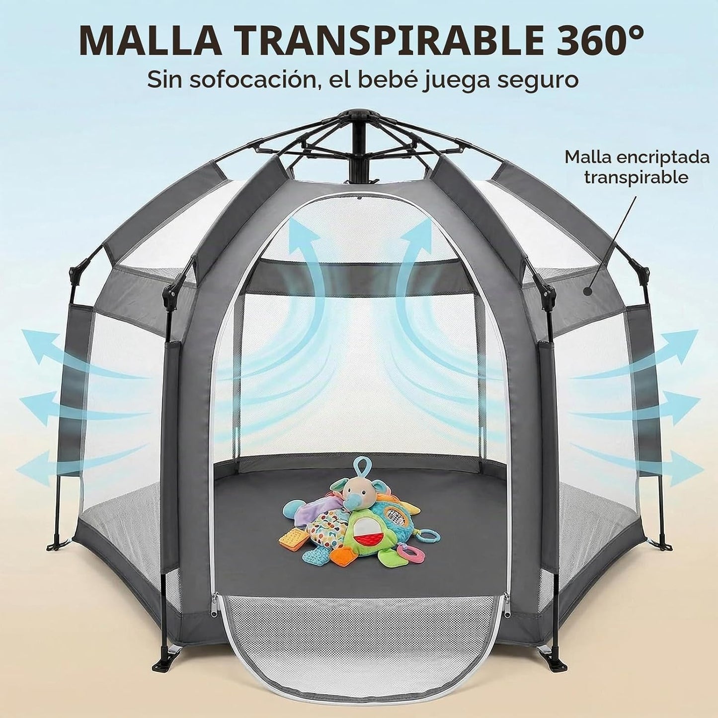 Palopalo Tienda de campaña de playa negra desplegable para bebés, t...