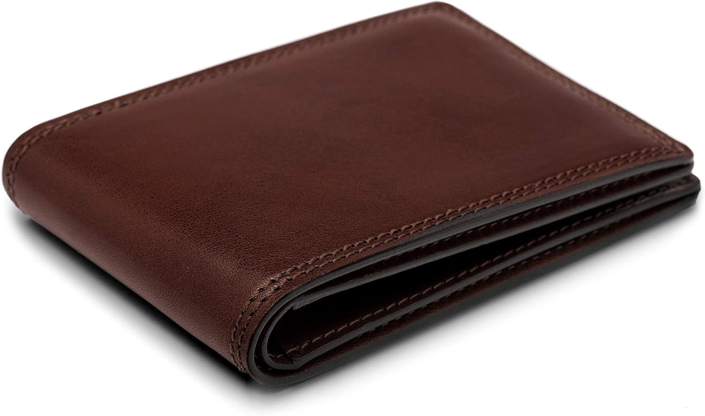 Bosca Billetera pequeña de cuero plegable para hombre, Marrón oscur...