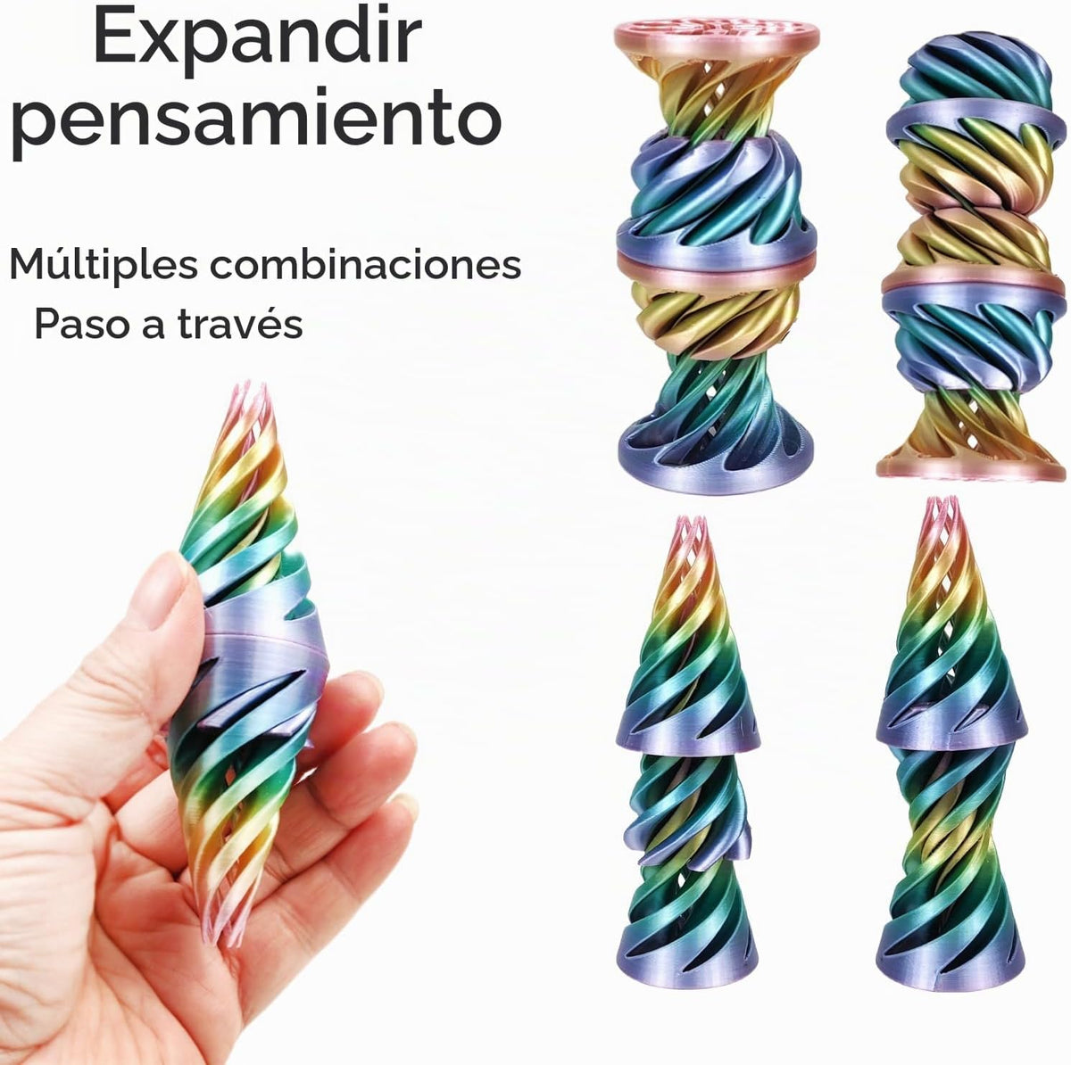 3 piezas 3D impreso pirámide imposible passthrough escultura, cono...