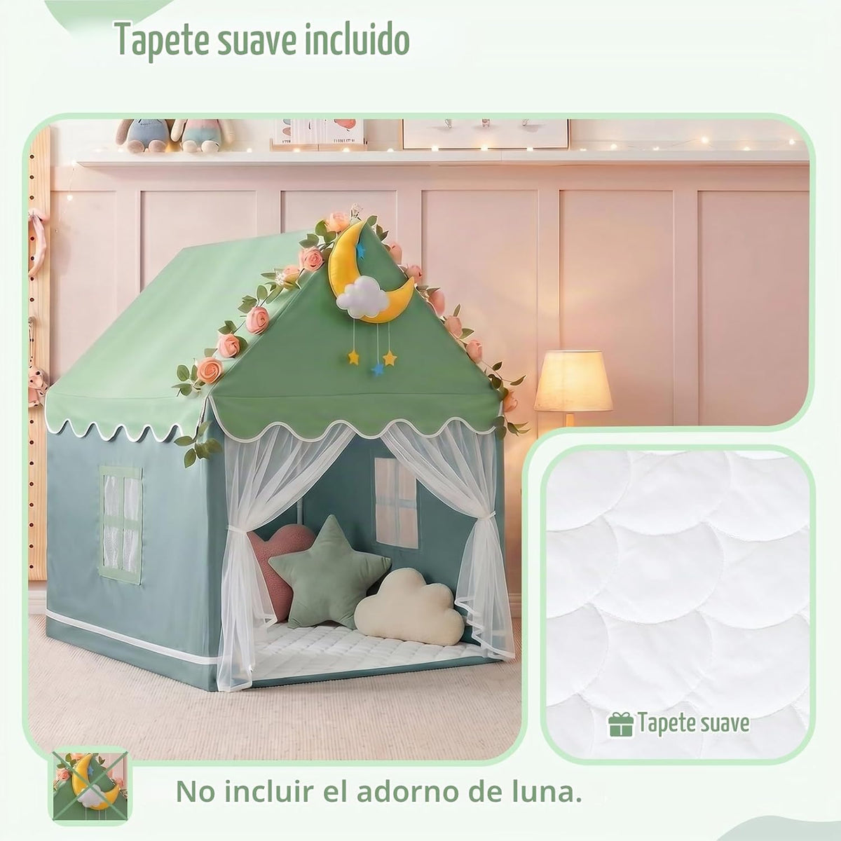 GeeSound Tienda de campaña para niños para niñas en interior: con p...