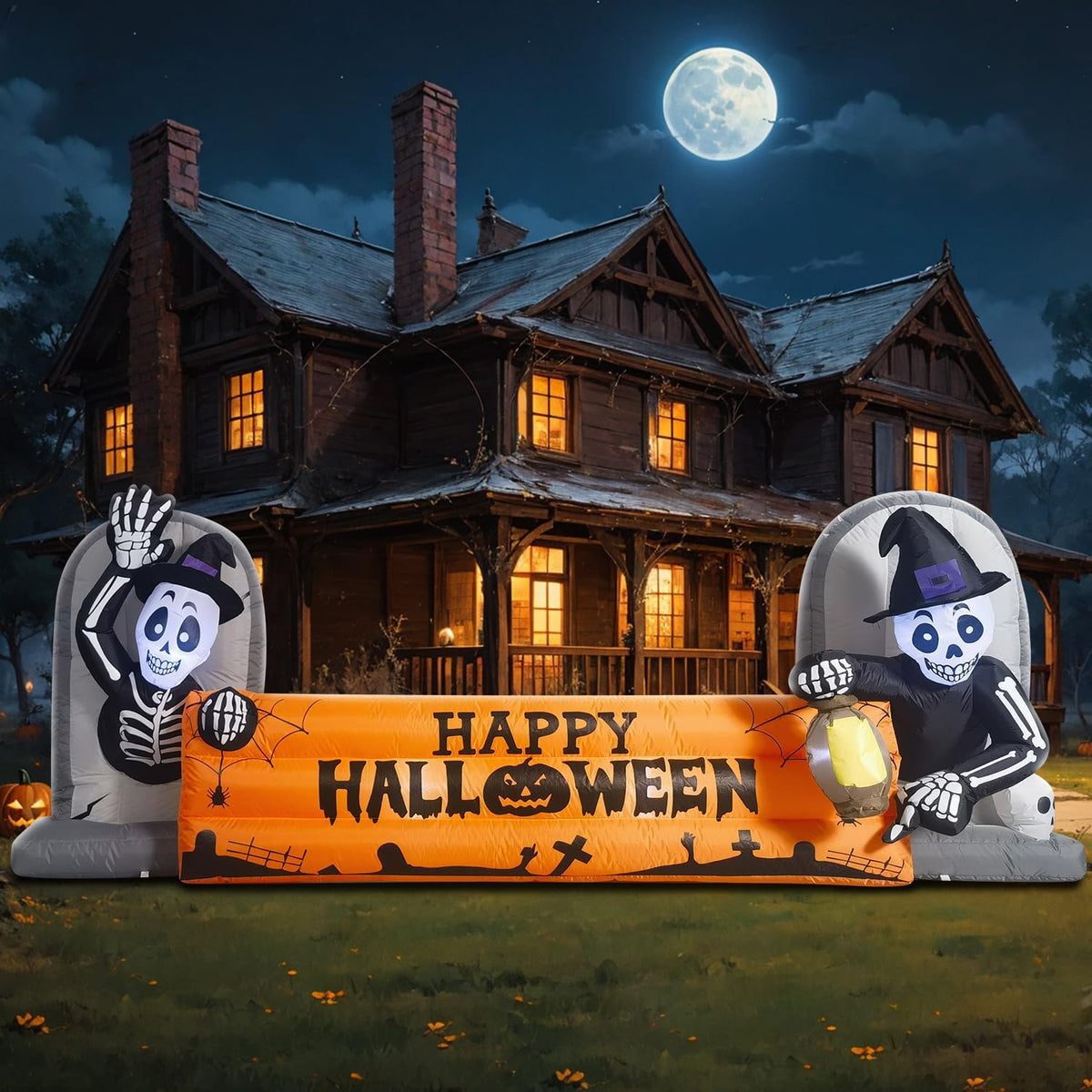 Decoración inflable grande de Halloween de 10 pies, pancarta de láp...
