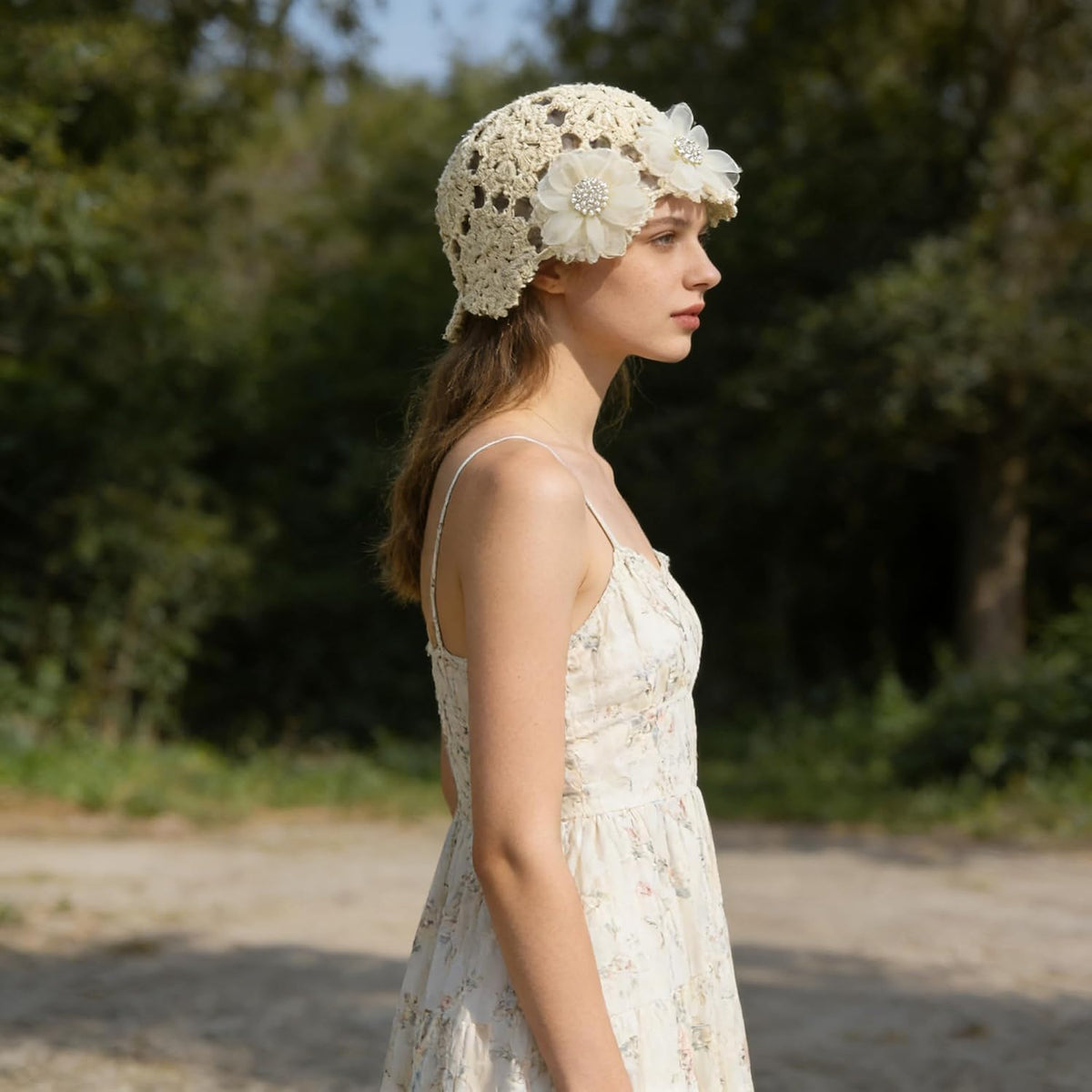 Gorro de ganchillo hecho a mano para mujer, sombrero de sol de enca...