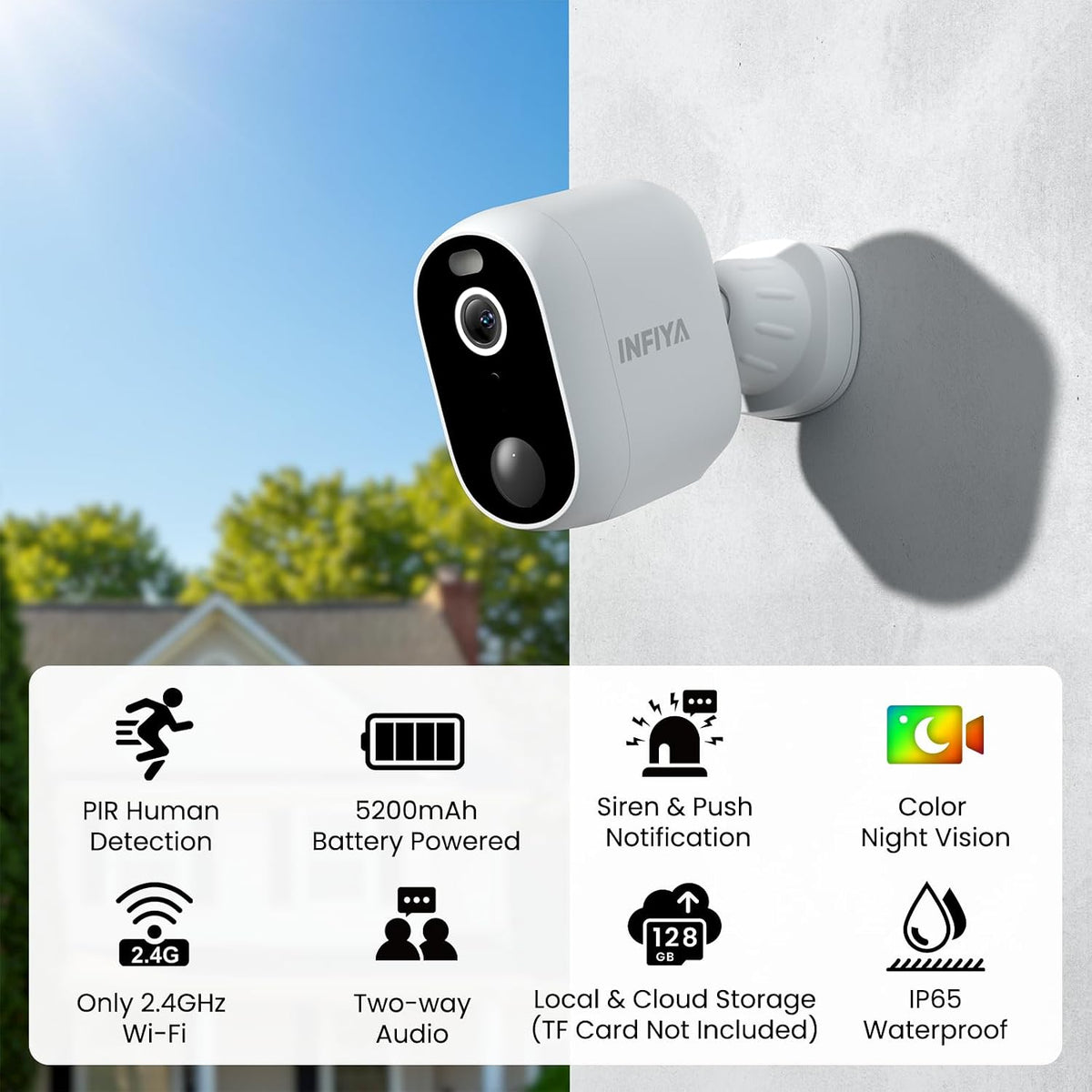 INFIYA Cámaras de seguridad 2K 3MP inalámbricas para exteriores, al...