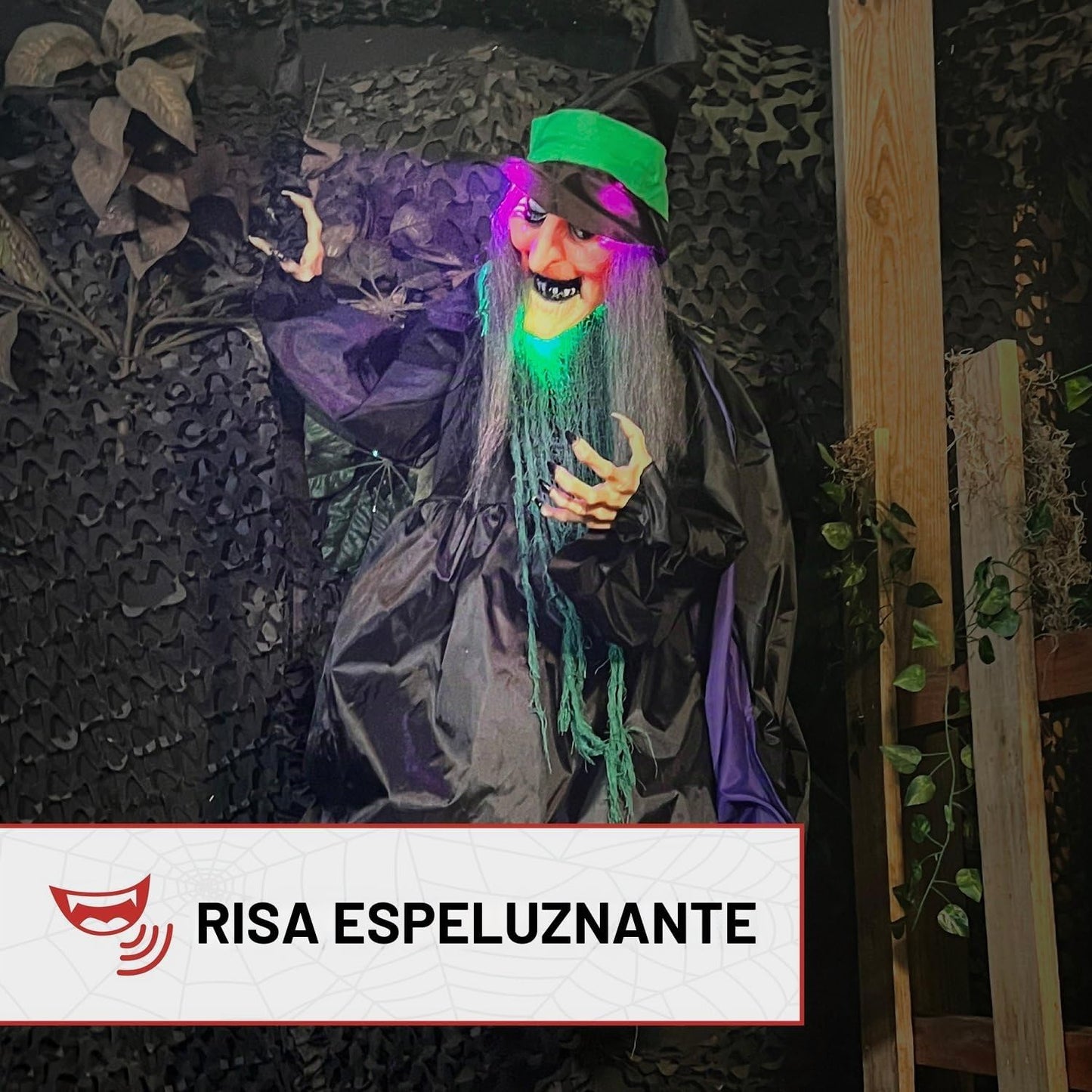 Haunted Hill Farm Animatronic de bruja voladora montada de 6 pies c...