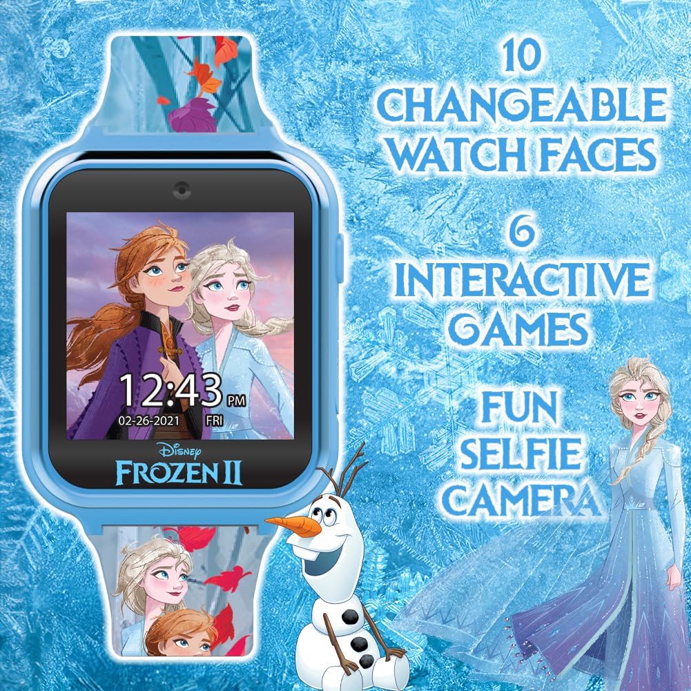 Accutime Reloj inteligente Disney Frozen para niños con cámara para...