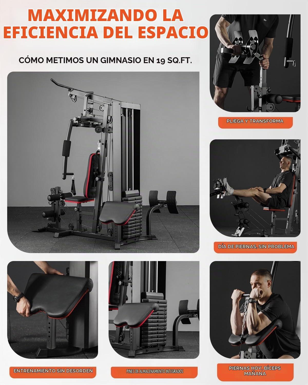 Mikolo Gimnasio en casa, estación de entrenamiento con pila de pesa...