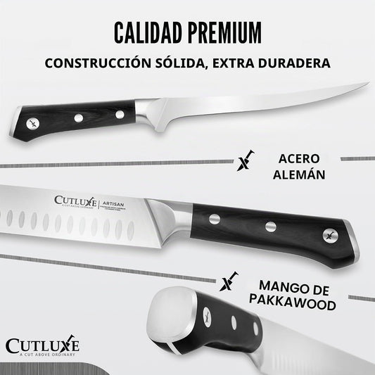 Cutluxe Juego de cuchillos de carnicero, pechuga, ruptura, deshuesa...