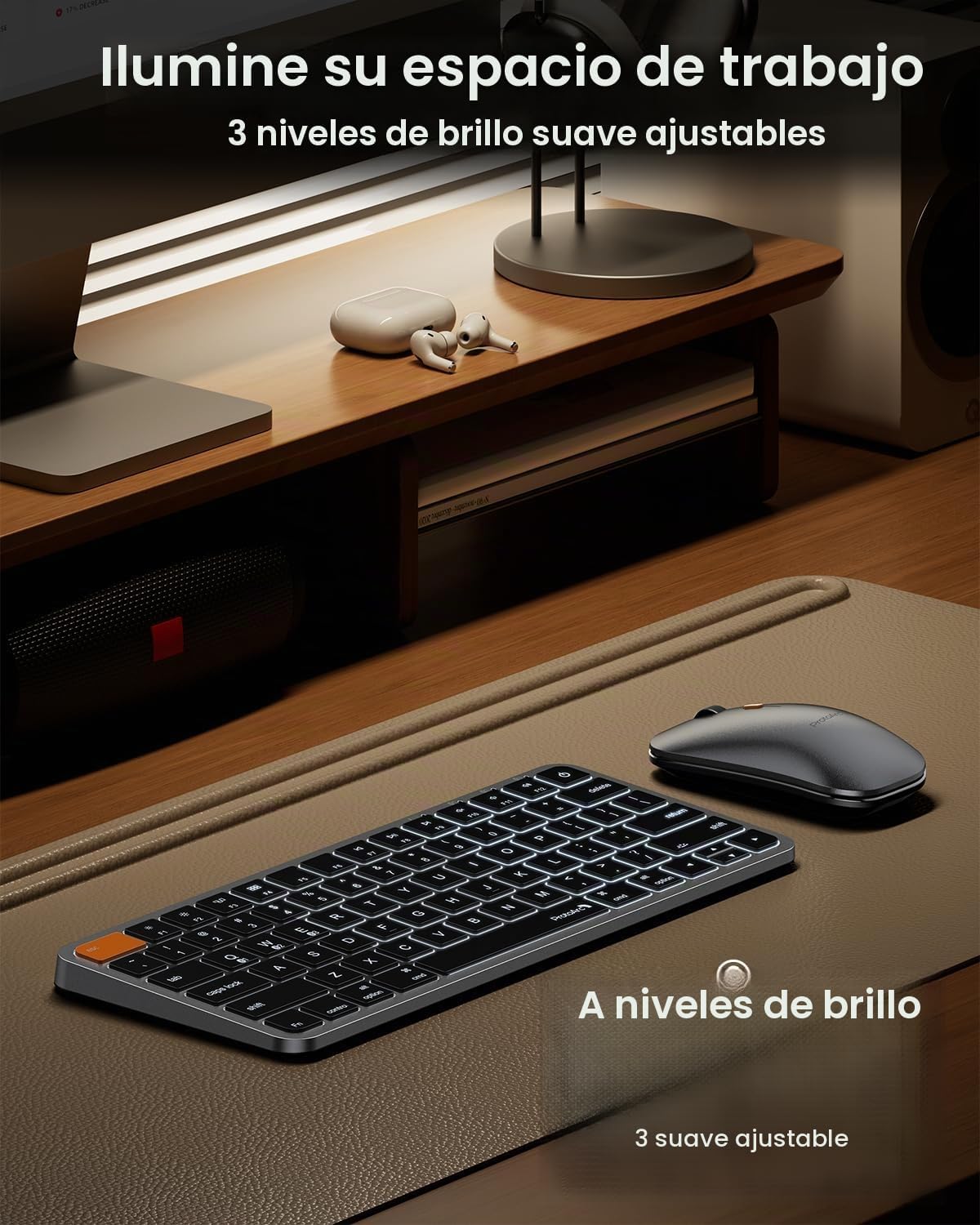ProtoArc Teclado y mouse Bluetooth compacto retroiluminado para Mac...