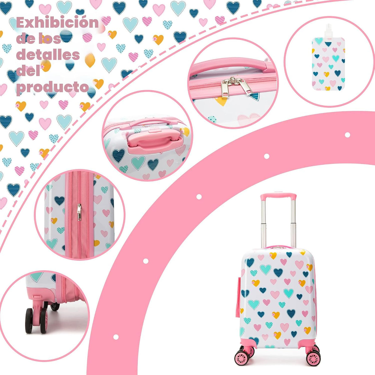 Juego de equipaje para niños Esteemly 5 piezas Juego de maletas 16&...