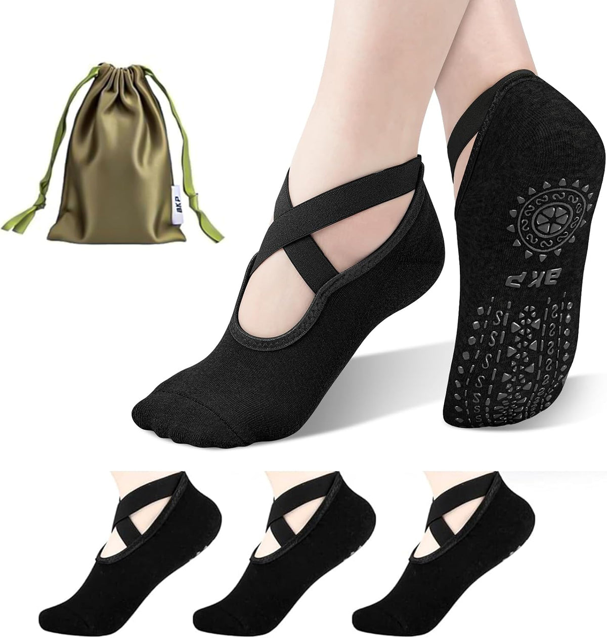BKP Calcetines de yoga para mujer, calcetines antideslizantes para...