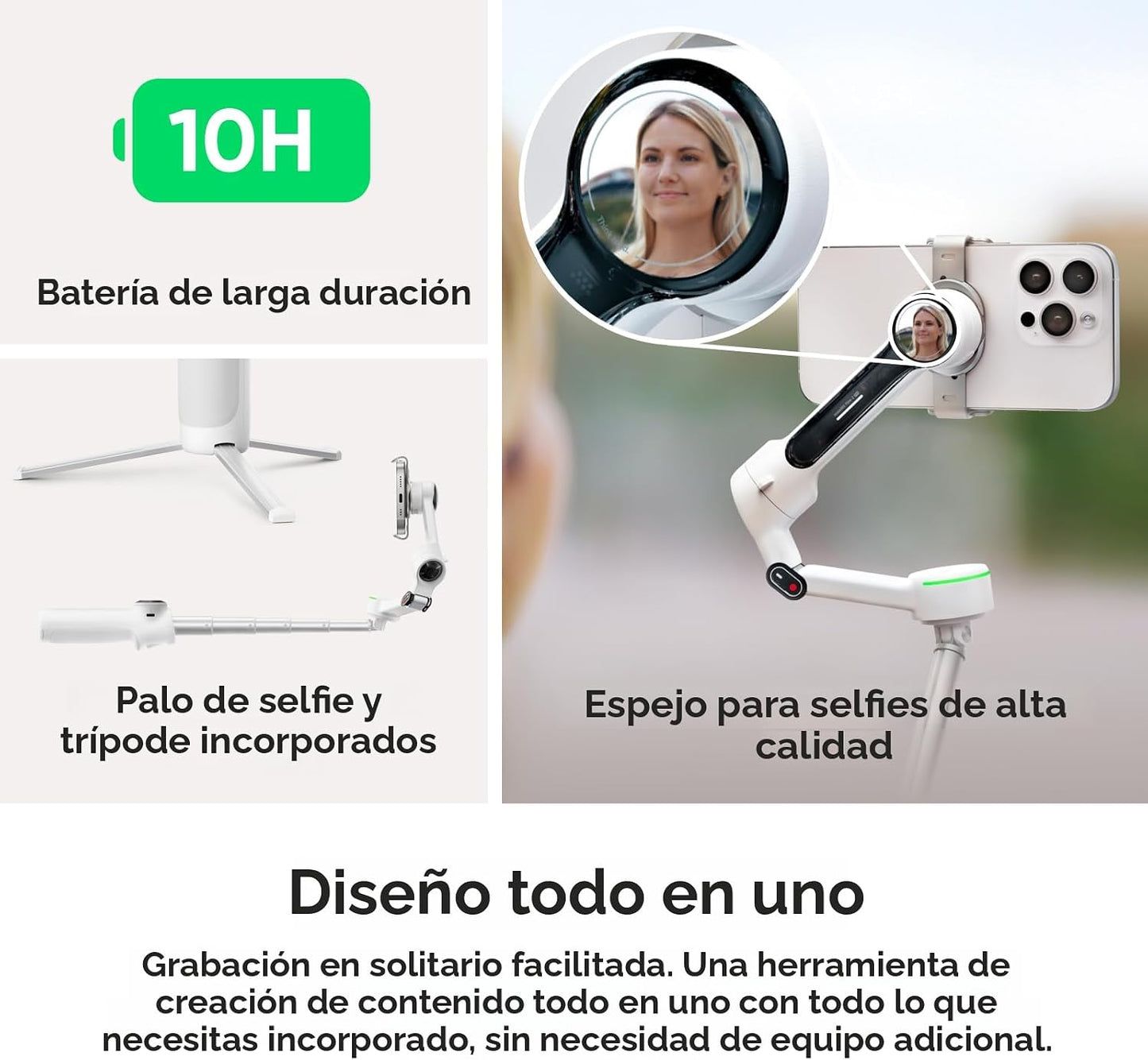 Insta360 Flow 2 Pro Vlog Bundle Blanco \u2013 Gimbal Plegable con I...