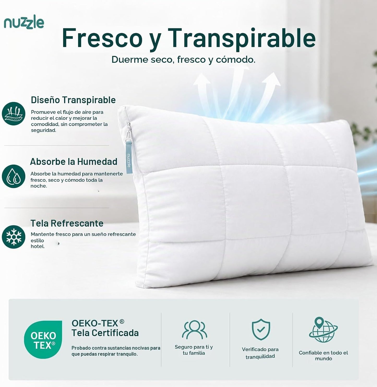 Nuzzle - Almohada de enfriamiento ajustable para dormir de lado, al...