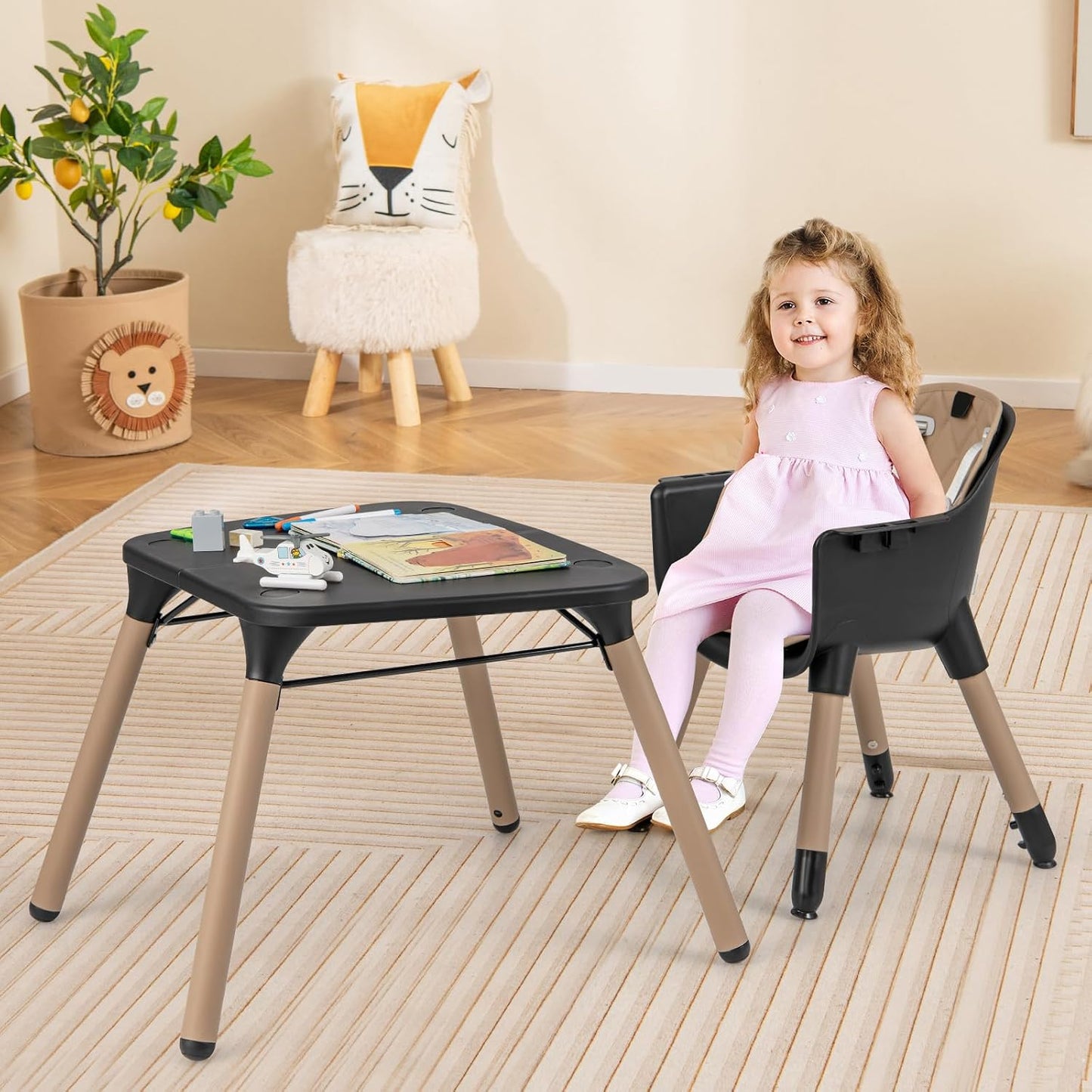 Honey Joy Silla alta 5 en 1 convertible para bebés y niños\/Juego d...