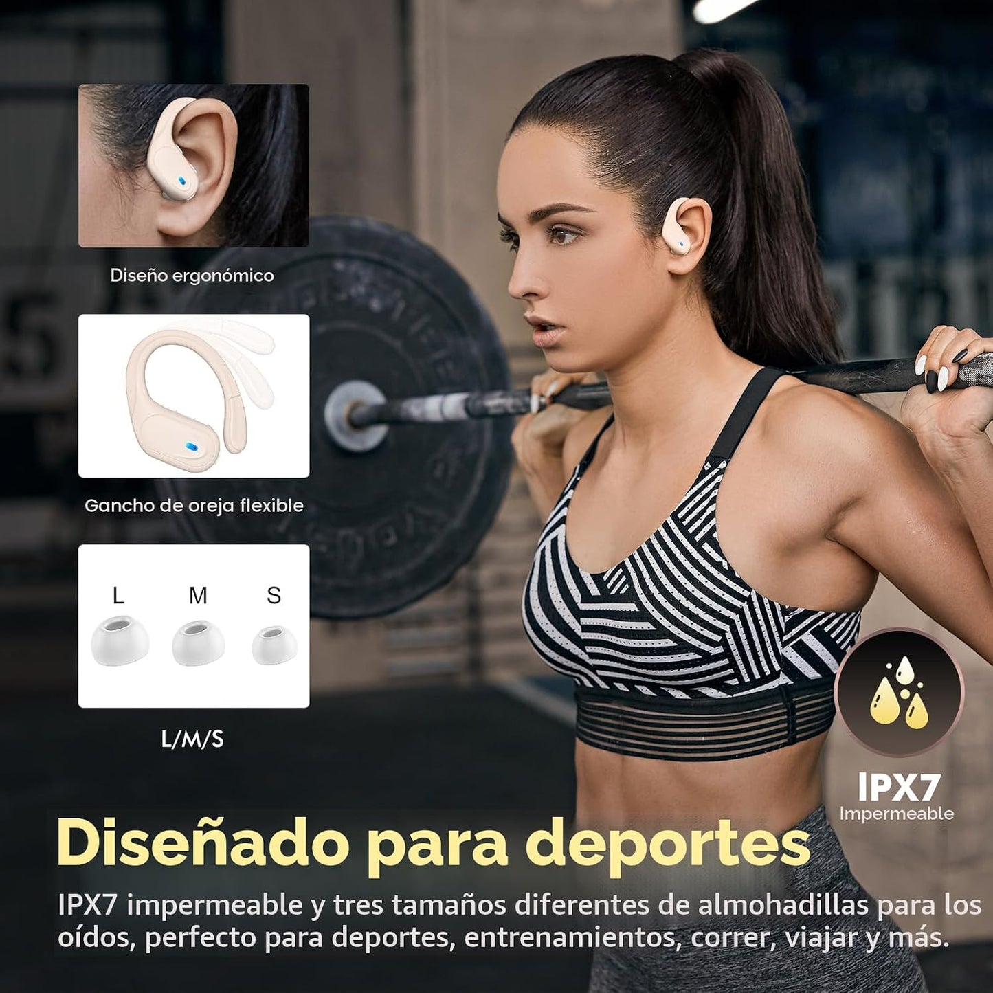 HAOYUYAN Auriculares inalámbricos, auriculares Bluetooth deportivos...