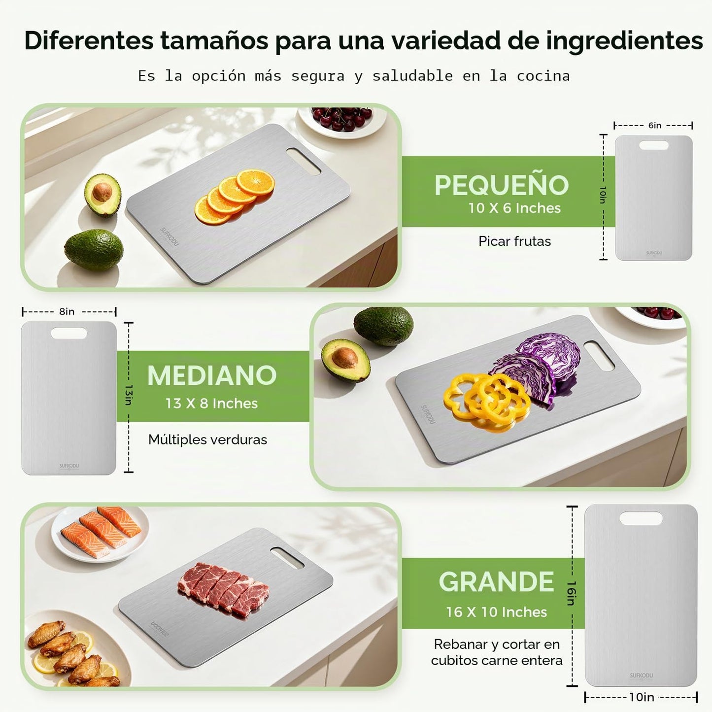 3 tablas de cortar de titanio para cocina, tabla de cortar de titan...