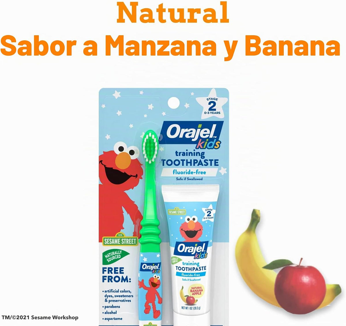 Orajel Elmo - Limpiador de dientes y encías sin flúor con cepillo d...