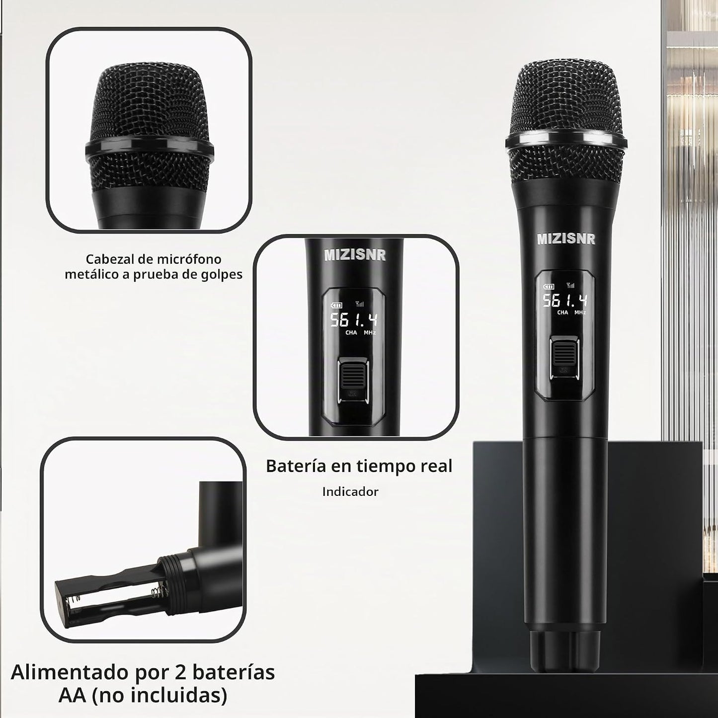 MIZISNR Sistemas de micrófono inalámbrico UHF, juego de micrófono d...