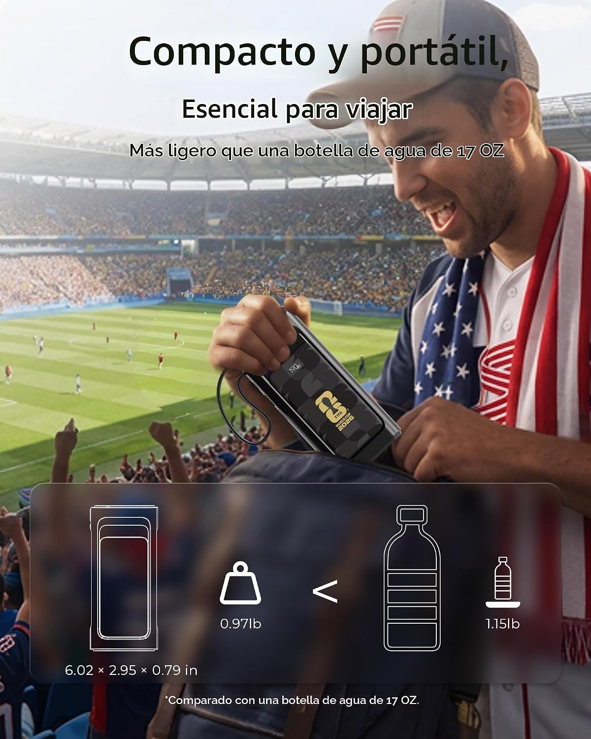 Banco de energía 2026 con licencia de la FIFA de 190 W 20000 mAh pa...