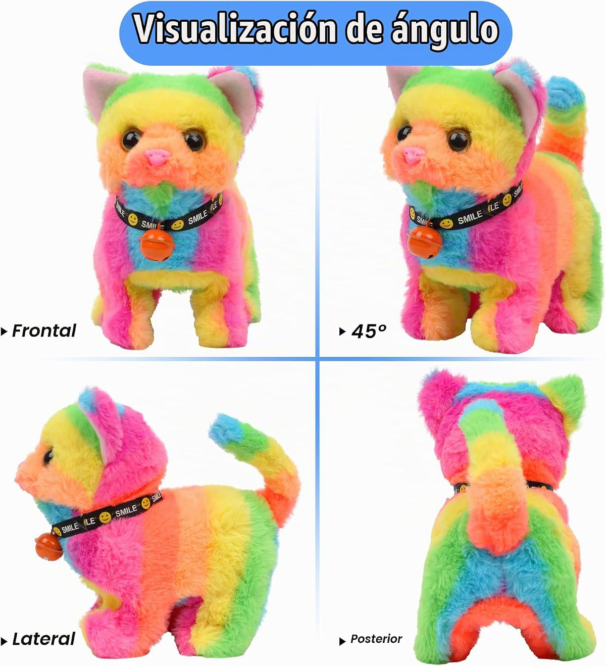 Hopearl - Gato caminante, juguete interactivo electrónico de peluch...