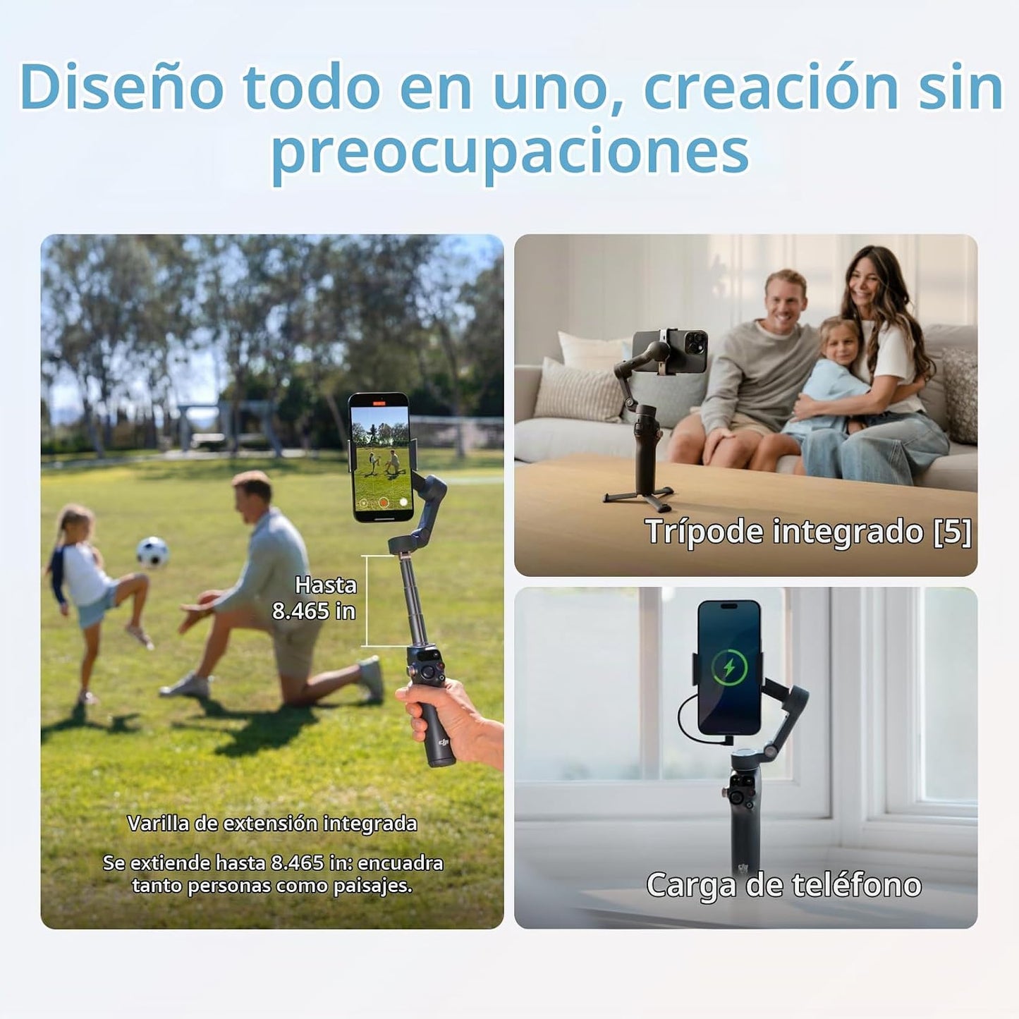 DJI Osmo Mobile 8 Standard Combo, estabilizador cardán para teléfon...