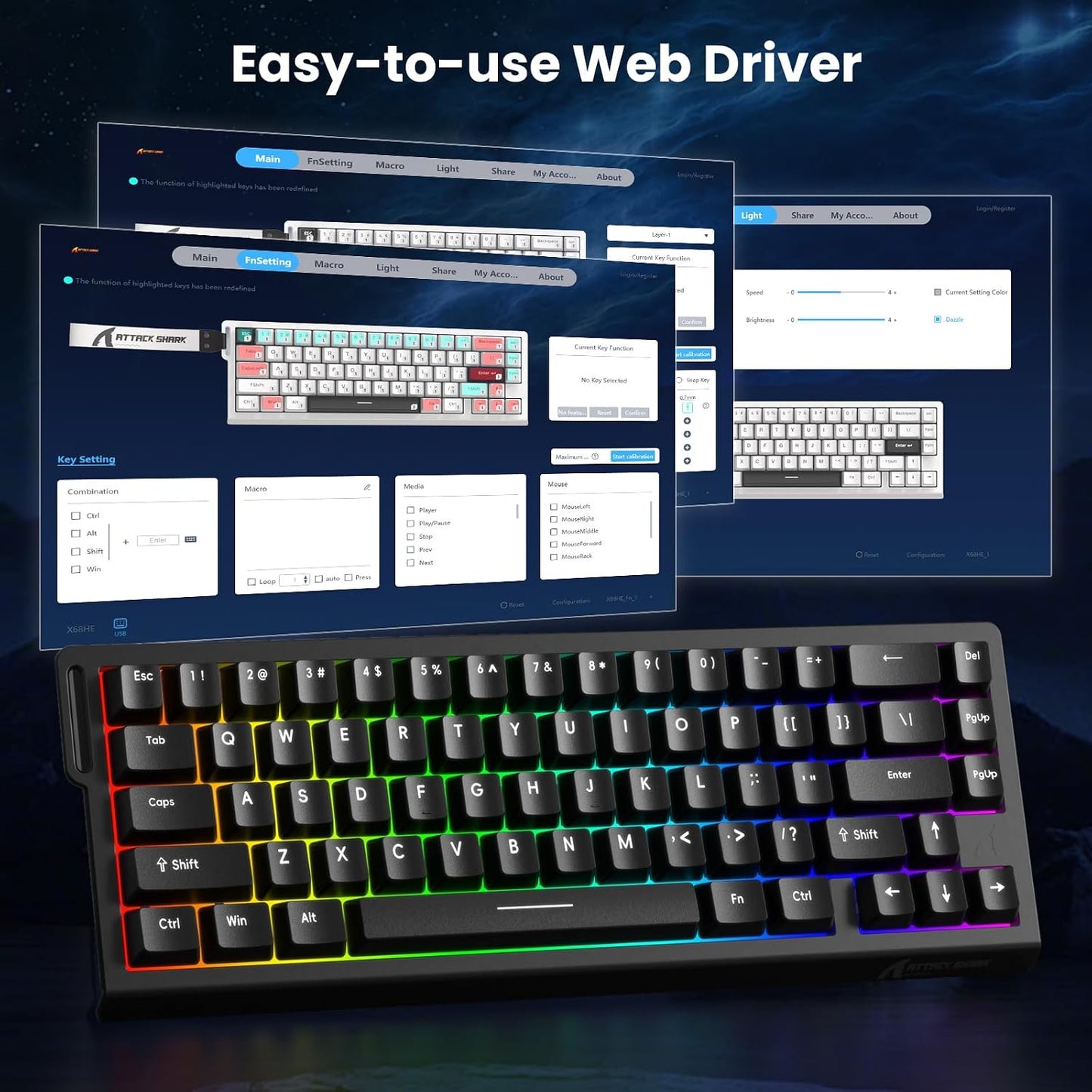 Teclado de Juego ATTACK SHARK X68 HE con Frecuencia de Muestreo de...