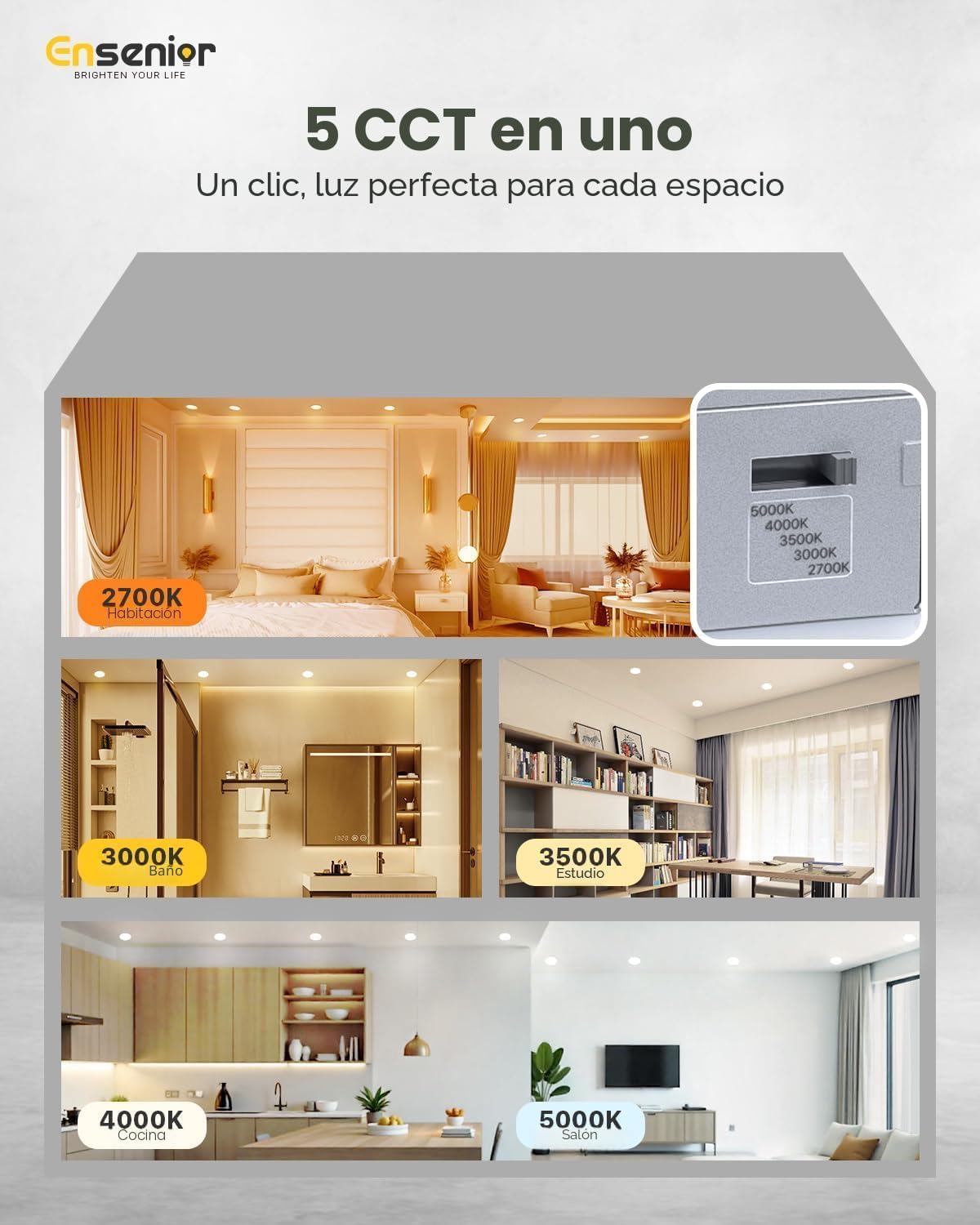 Ensenior paquete de 24 lámparas de techo empotrables LED de 6 pulga...