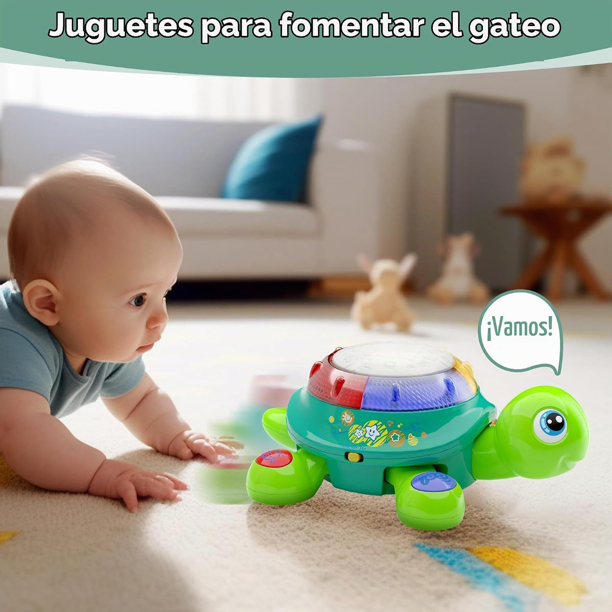iPlay, iLearn Juguete musical de tortuga para bebé, aprendizaje bil...