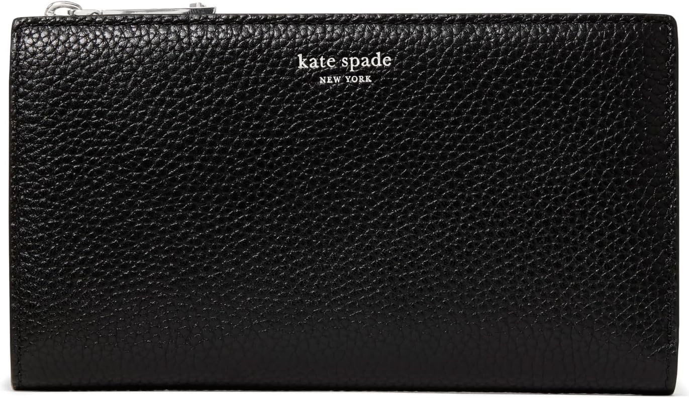 kate spade new york Billetera clásica de cuero liso mediano, Cuero...
