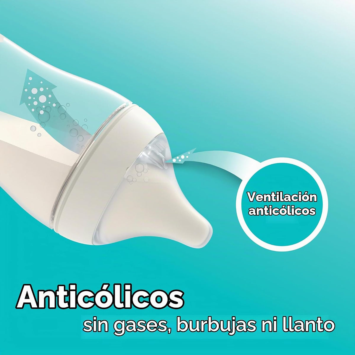 NUK Perfect Match - Botella de vidrio natural + anticólico, 8 onzas...