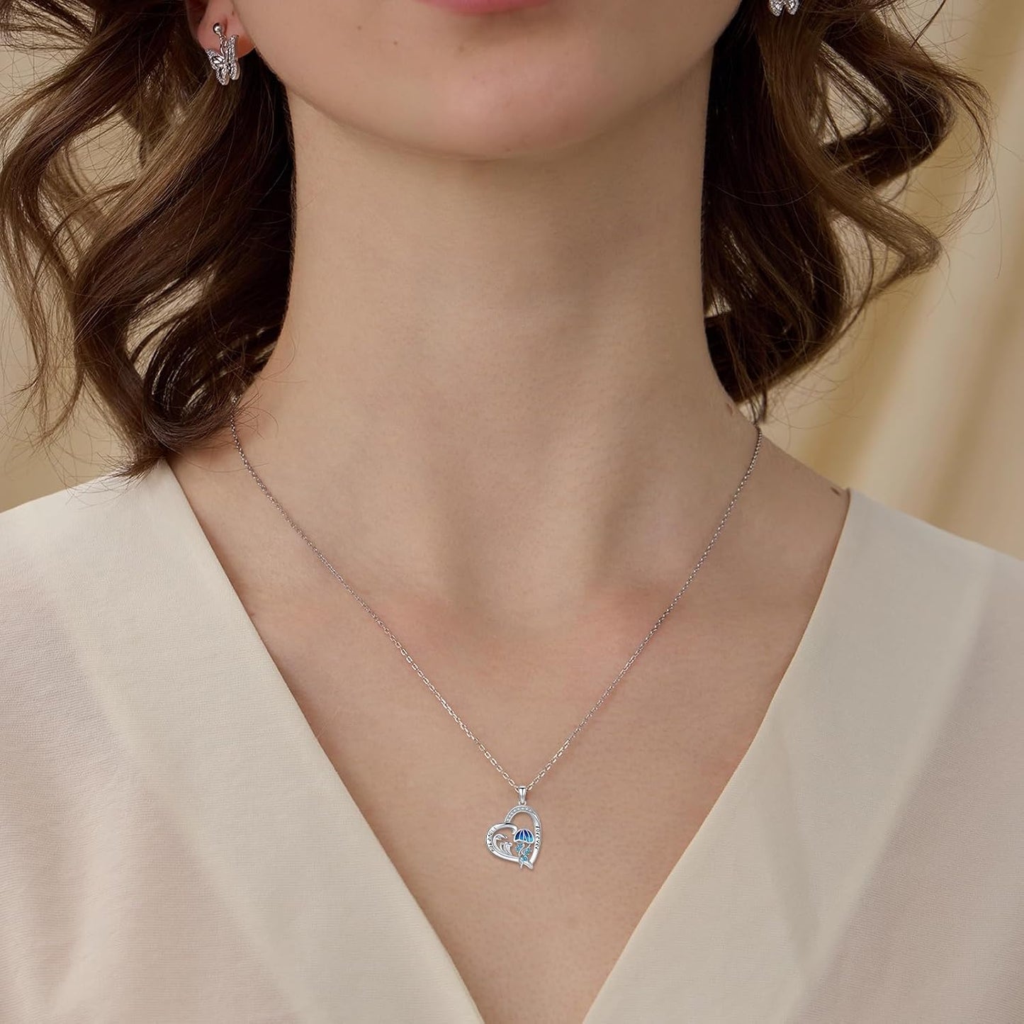 Twoowl Collar con dije de playa de plata de ley 925 con diseño de o...