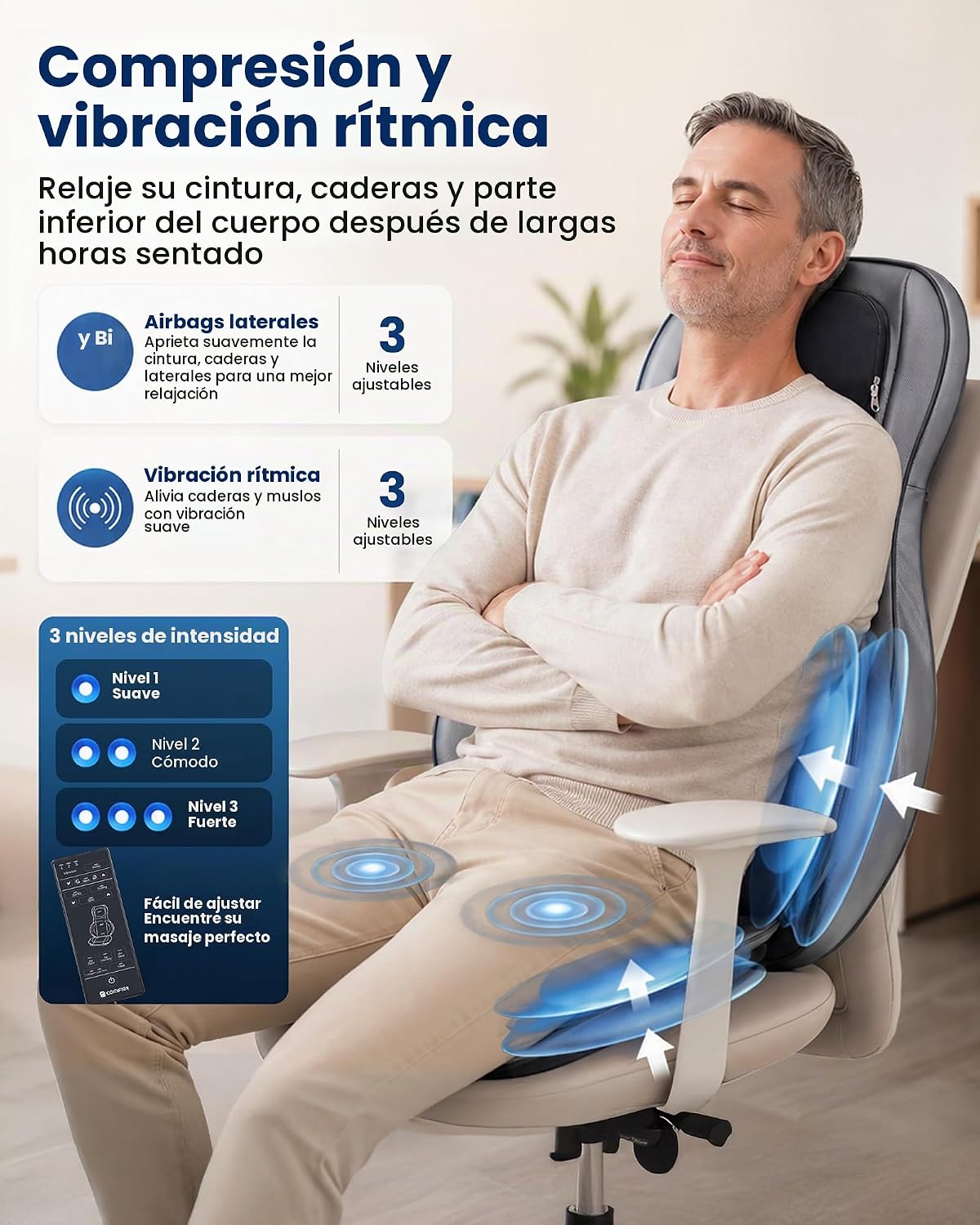 COMFIER Silla masajeadora con calor, masajeador de espalda Shiatsu...