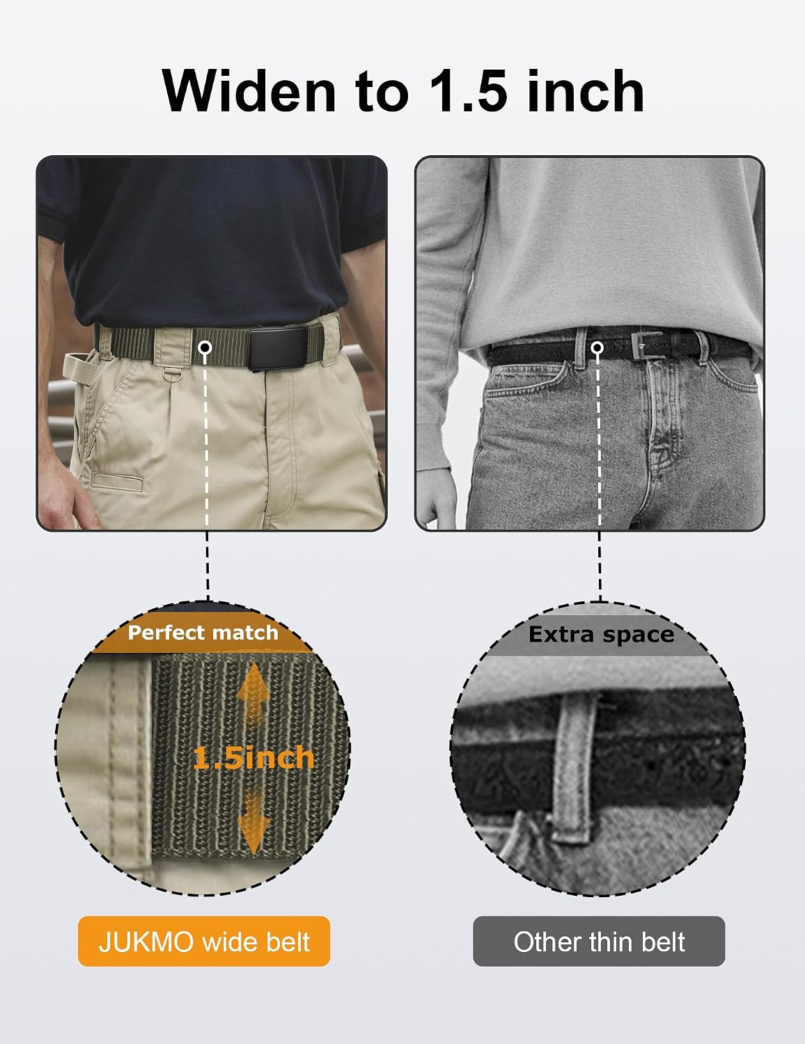 JUKMO - Cinto de nailon con trinquete de 1.5" para hombre, cint...
