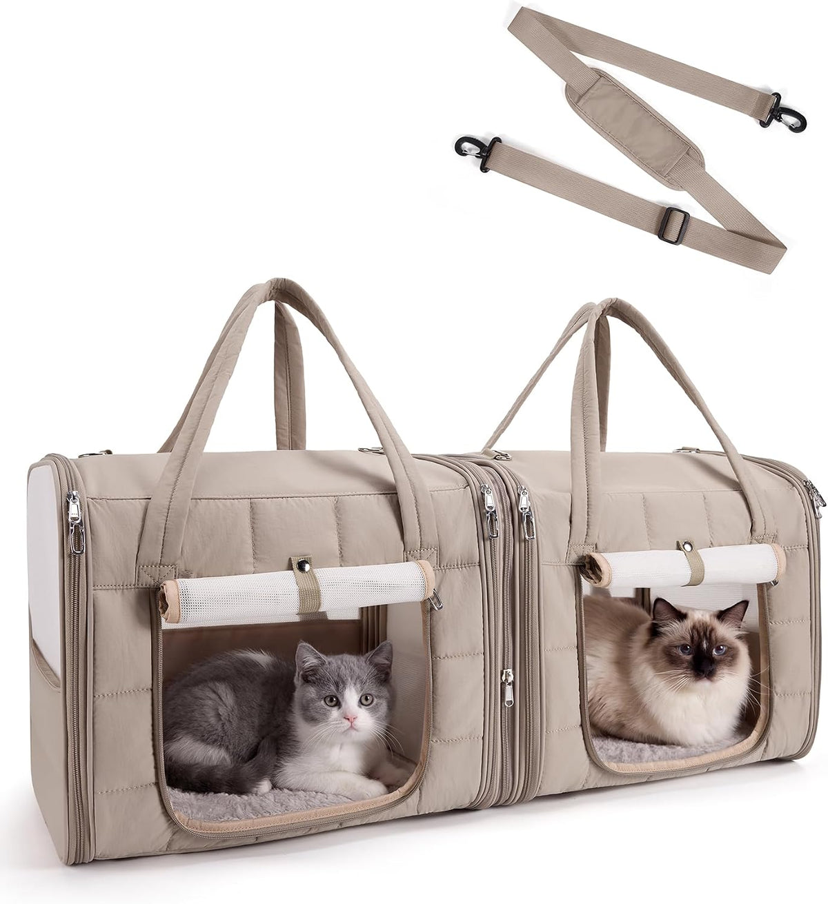 BAGSMART Transportador doble para gatos para 2 gatos, transportador...