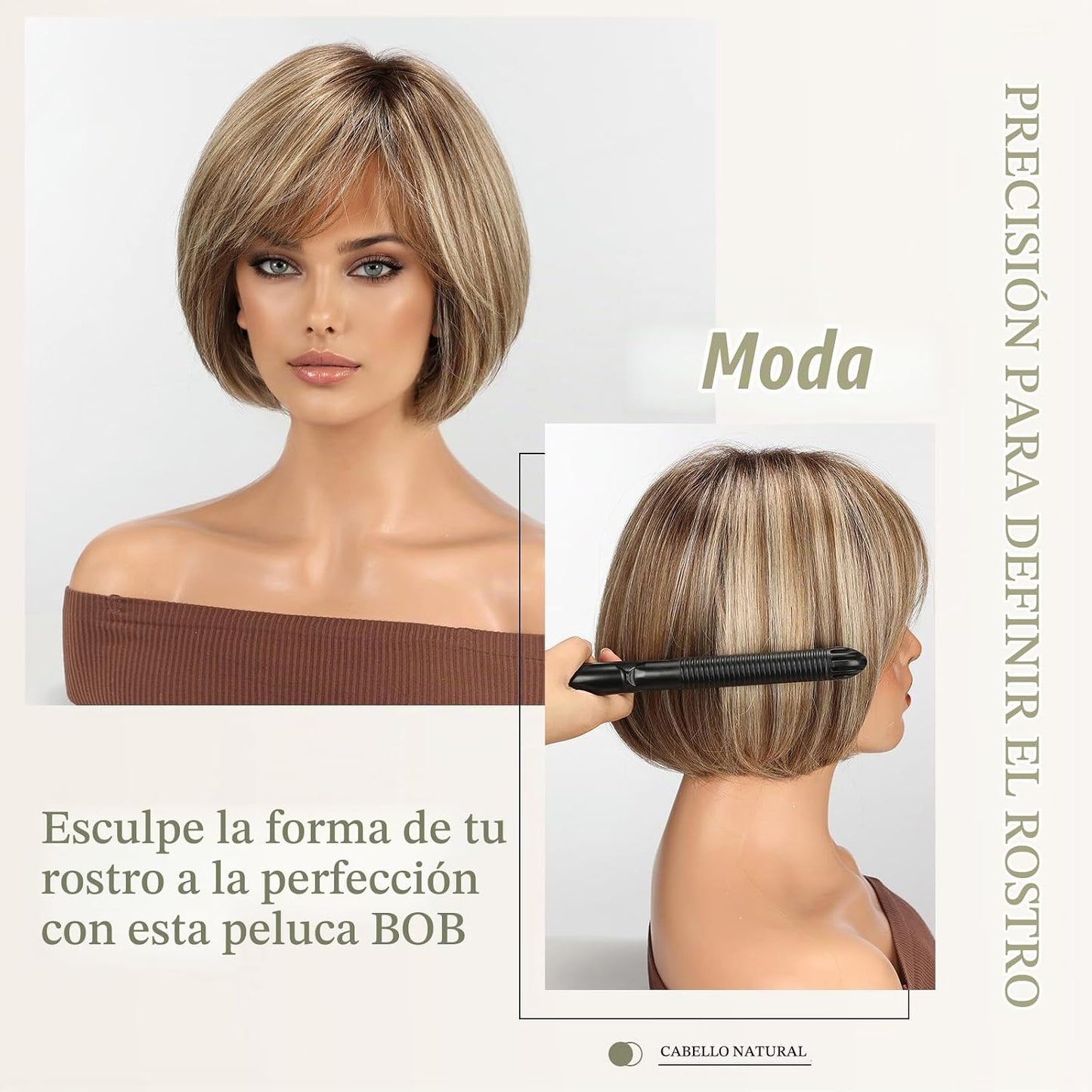 RSY Peluca Bob de 10.8 pulgadas de mezcla de cabello humano con fib...
