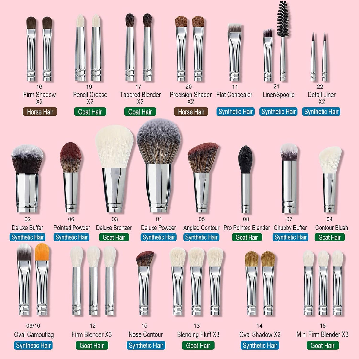 Bueart Design Pro maquillaje Artista 34Pcs Juego de brochas de maqu...