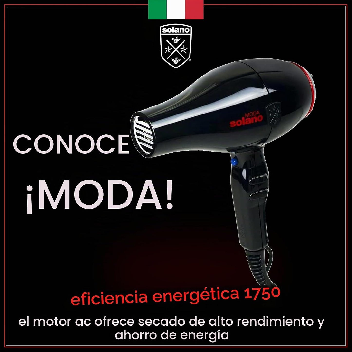 Solano Moda - Secador de pelo iónico de 2 velocidades de secado ráp...