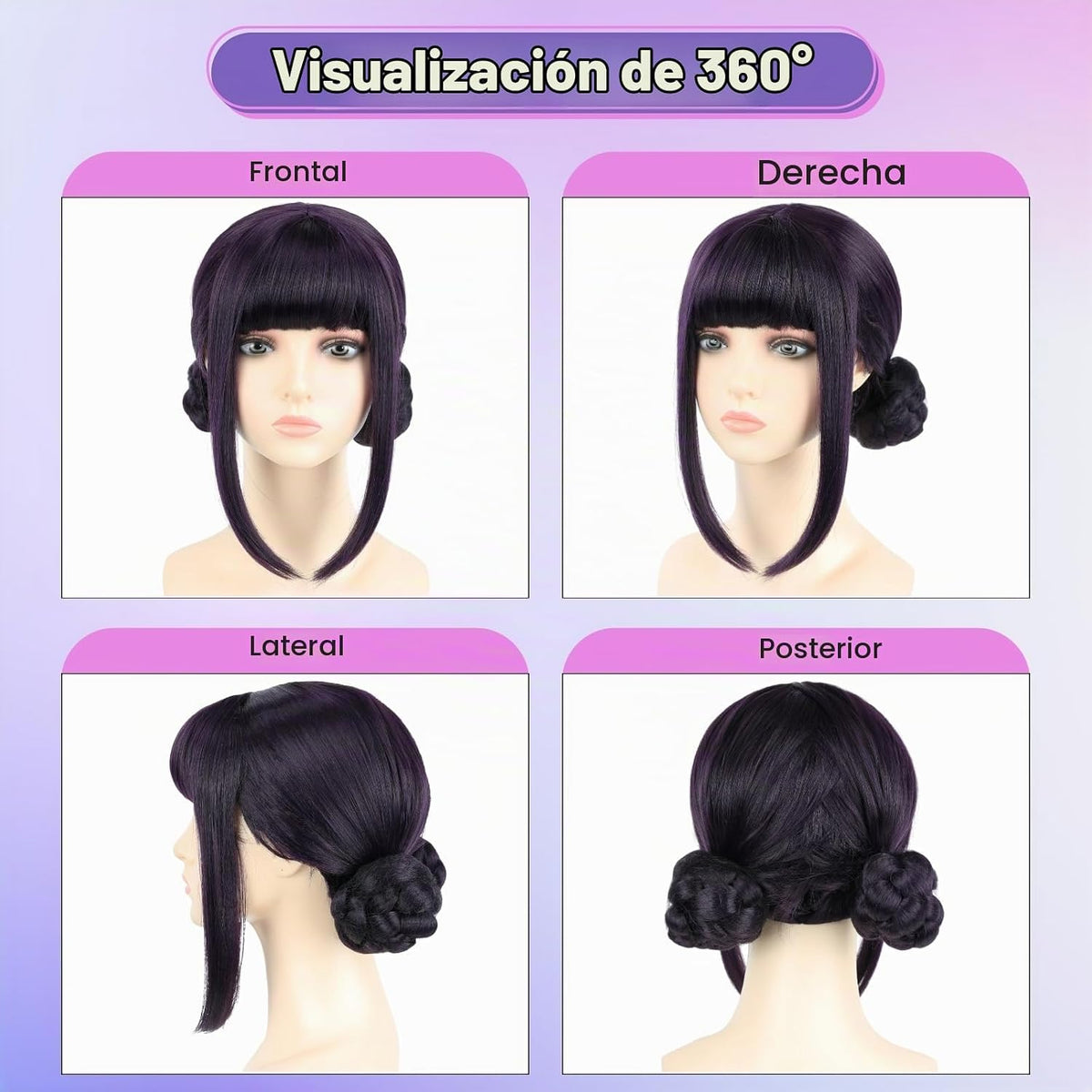 PUREHAIR Peluca corta de disfraz de anime para mujer, fibra de seda...