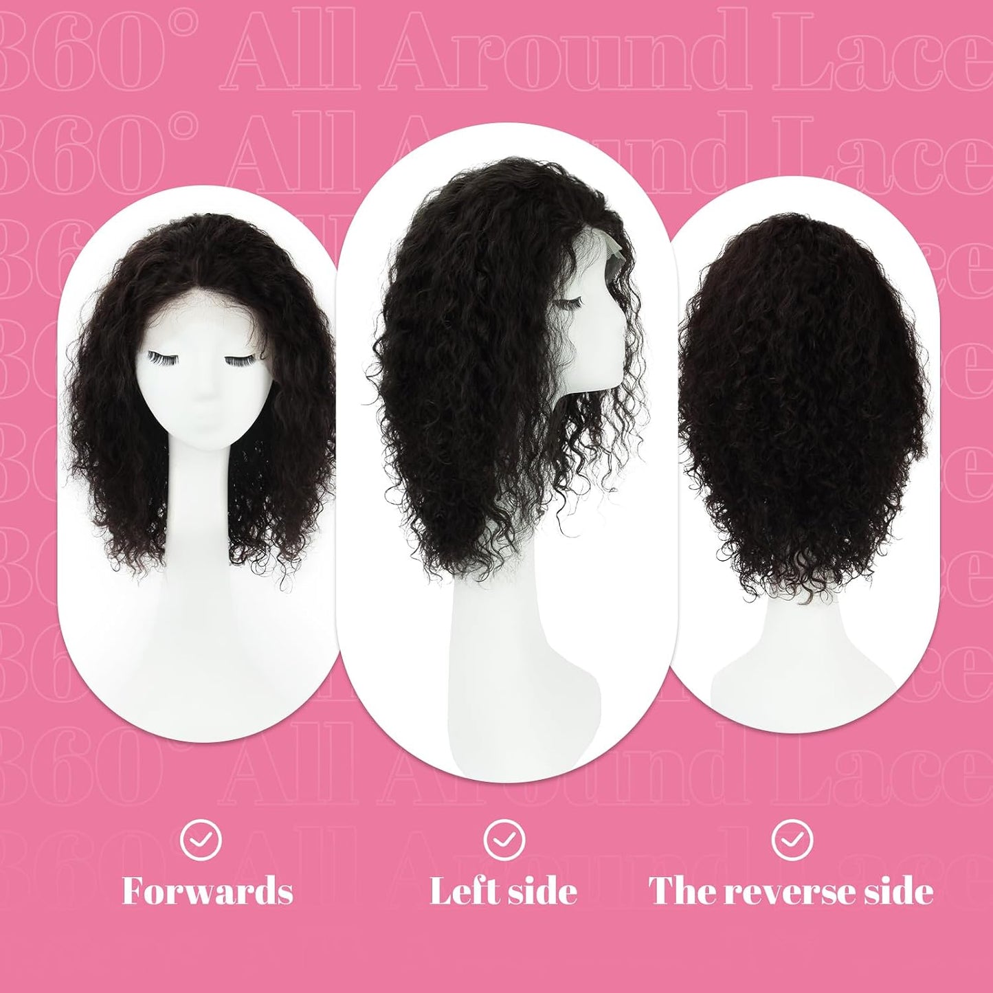HappyNewHair Pelucas de cabello humano con encaje frontal transpare...