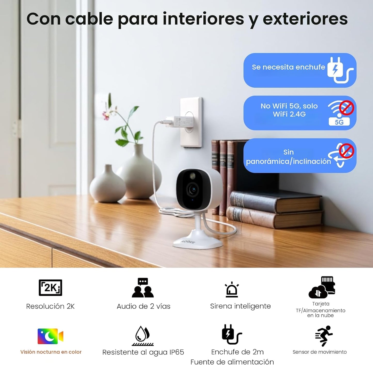 AOQEE - Cámaras 2K para seguridad del hogar - Cámara para exteriore...