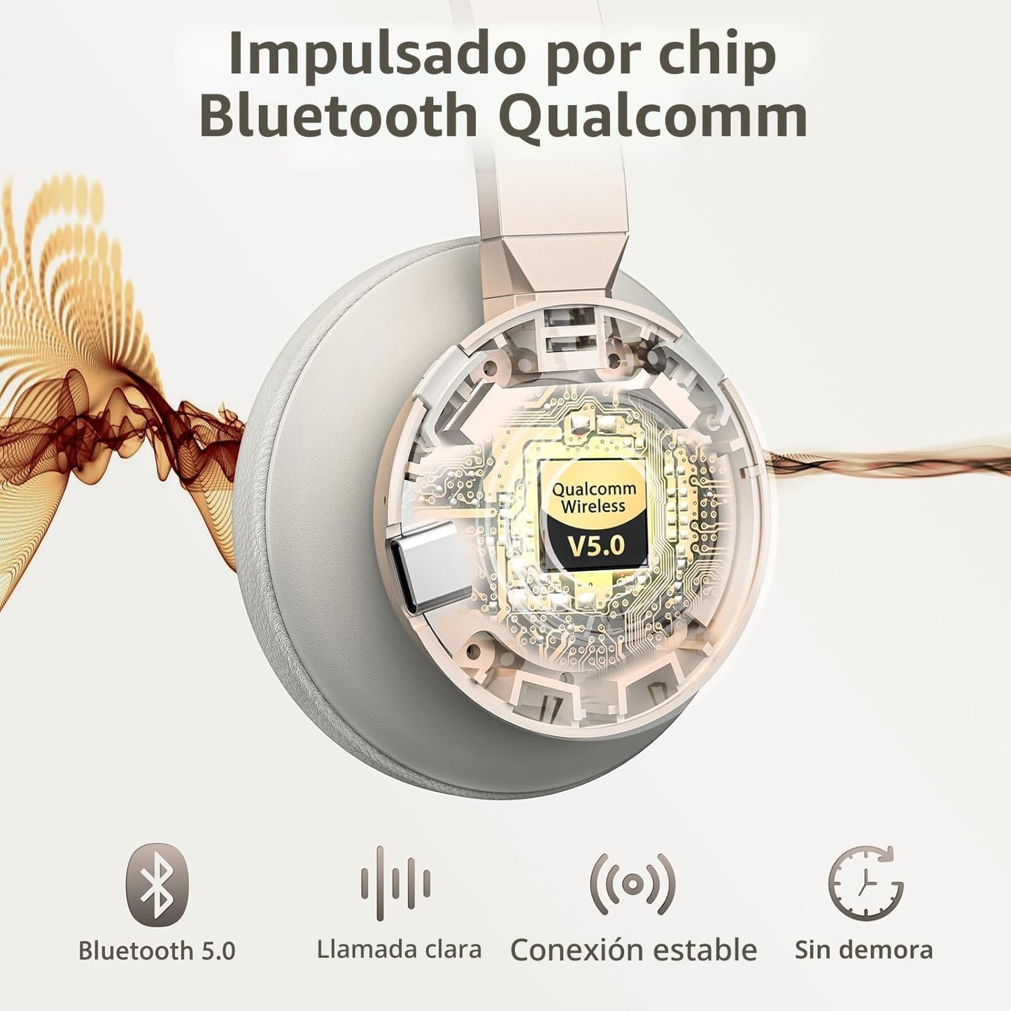 Vonztek Auriculares inalámbricos, auriculares Bluetooth con micrófo...