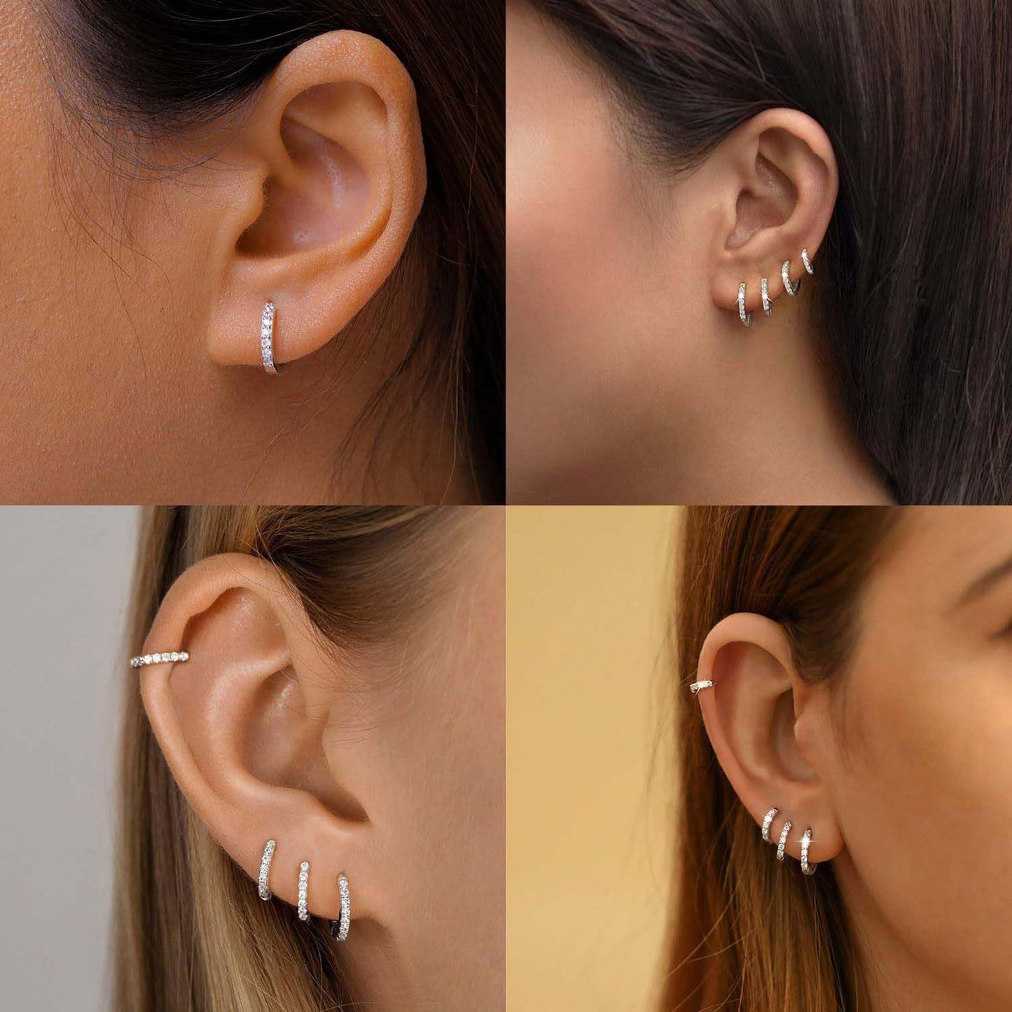 Juego de 3 pares de aretes de aro de oro para mujer, joyería de mod...
