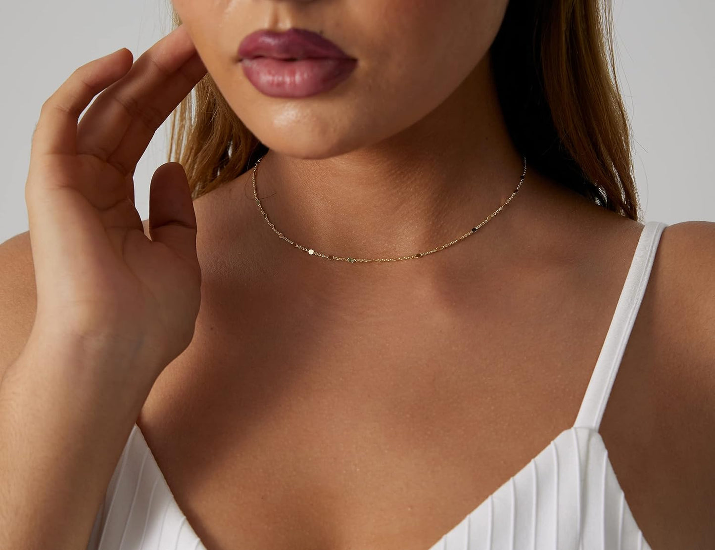 BERISO Collar de Gargantilla Chapado en Oro\/Plata de 14K para Muje...