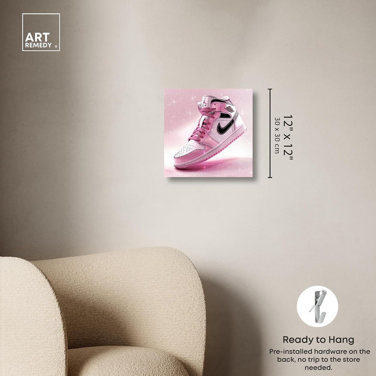 Art Remedy Pink Glimmer - Tenis de lona para niña, galería, 12 x 12...