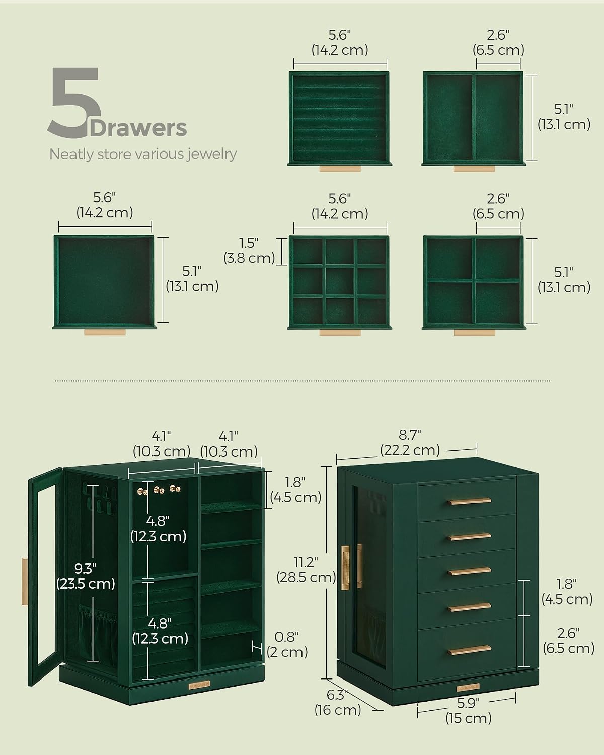 SONGMICS GISELLA Collection UJBC170C01 - Joyero organizador con rot...