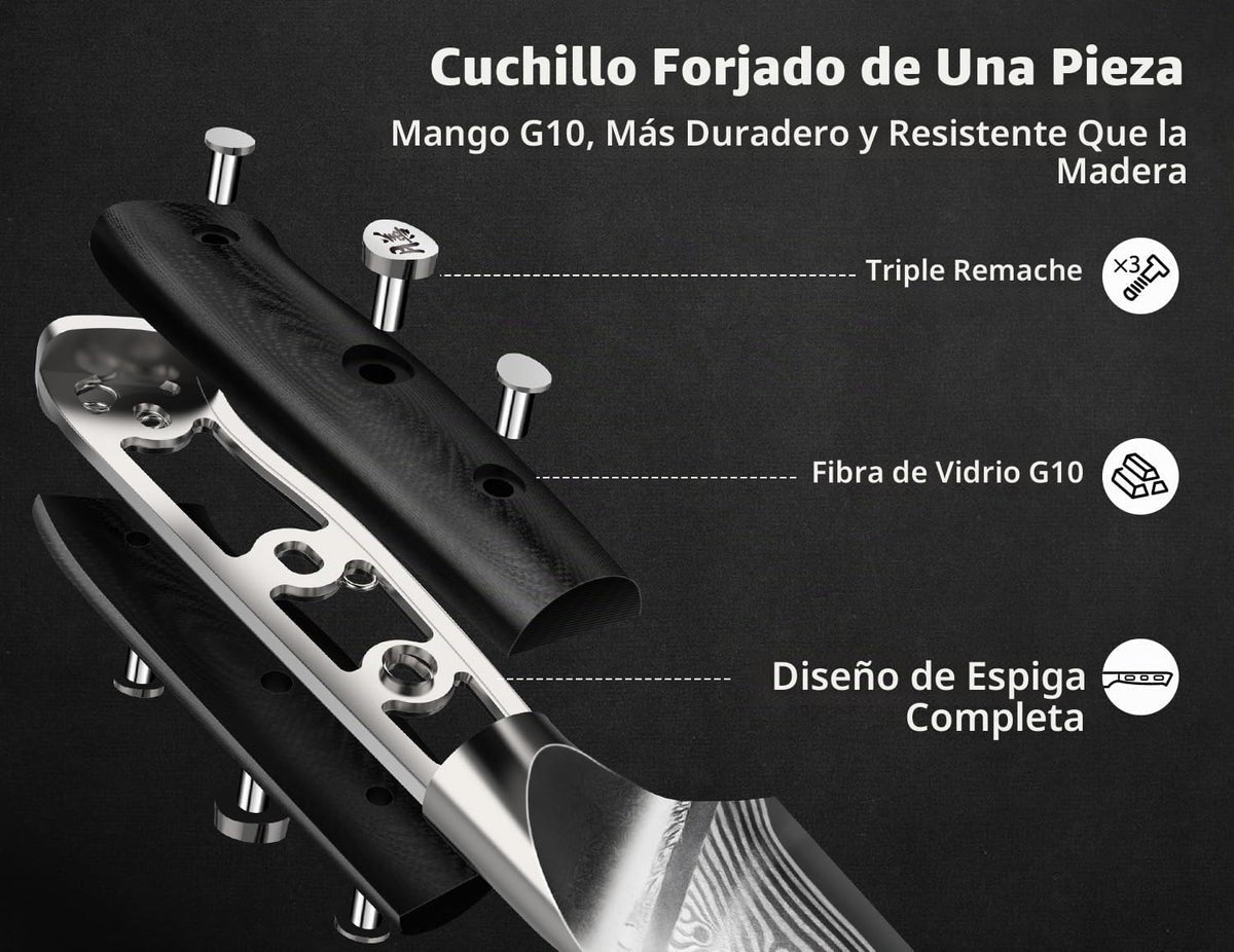 Juego de 7 cuchillos para carne SHAN ZU, juego de cuchillos para ca...