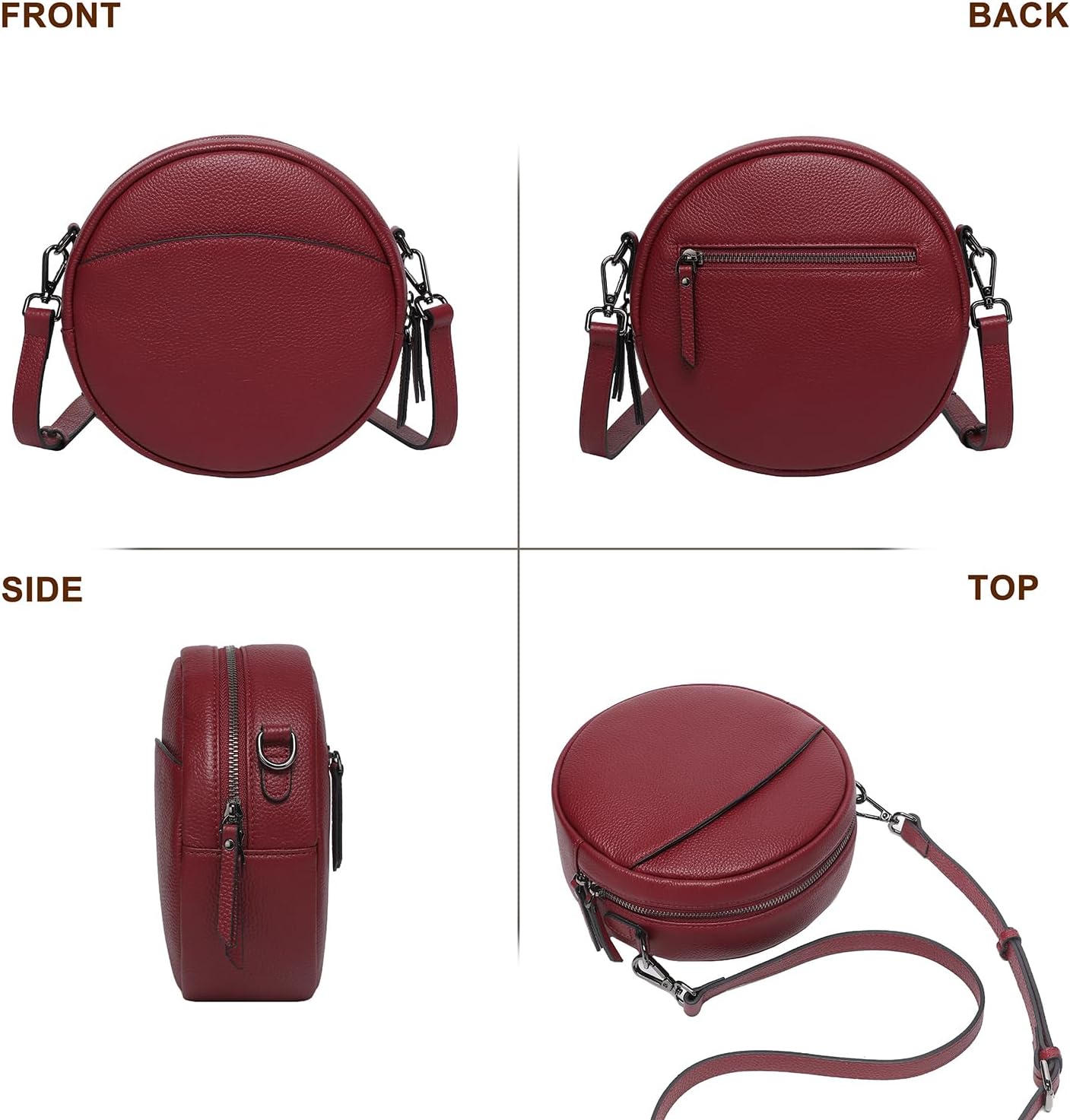 COOLCY Bolsos cruzados de cuero, bolso de hombro circular, bolso re...