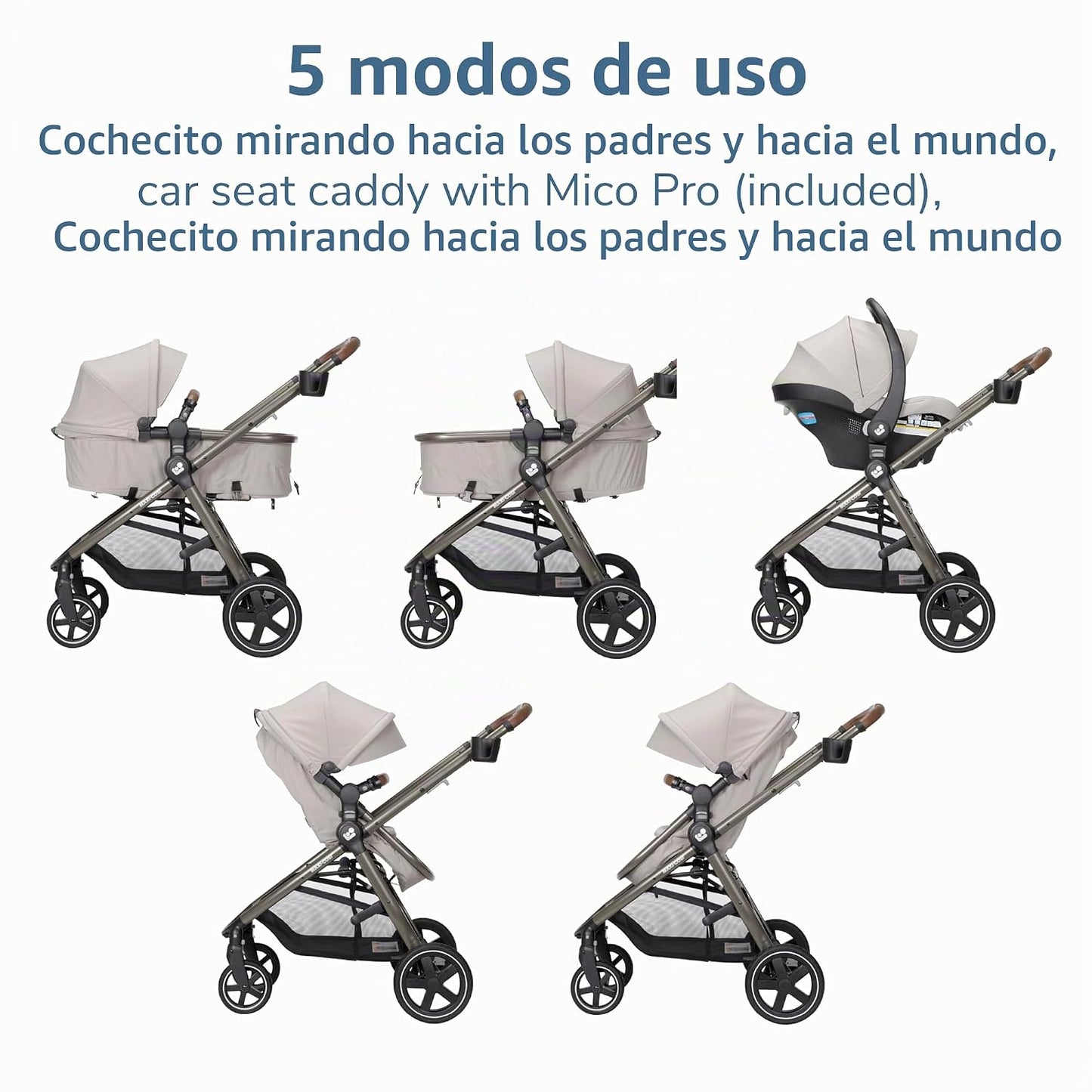 Maxi-Cosi Zelia 2 Luxe Sistema de viaje modular 5 en 1, New Hope Tan
